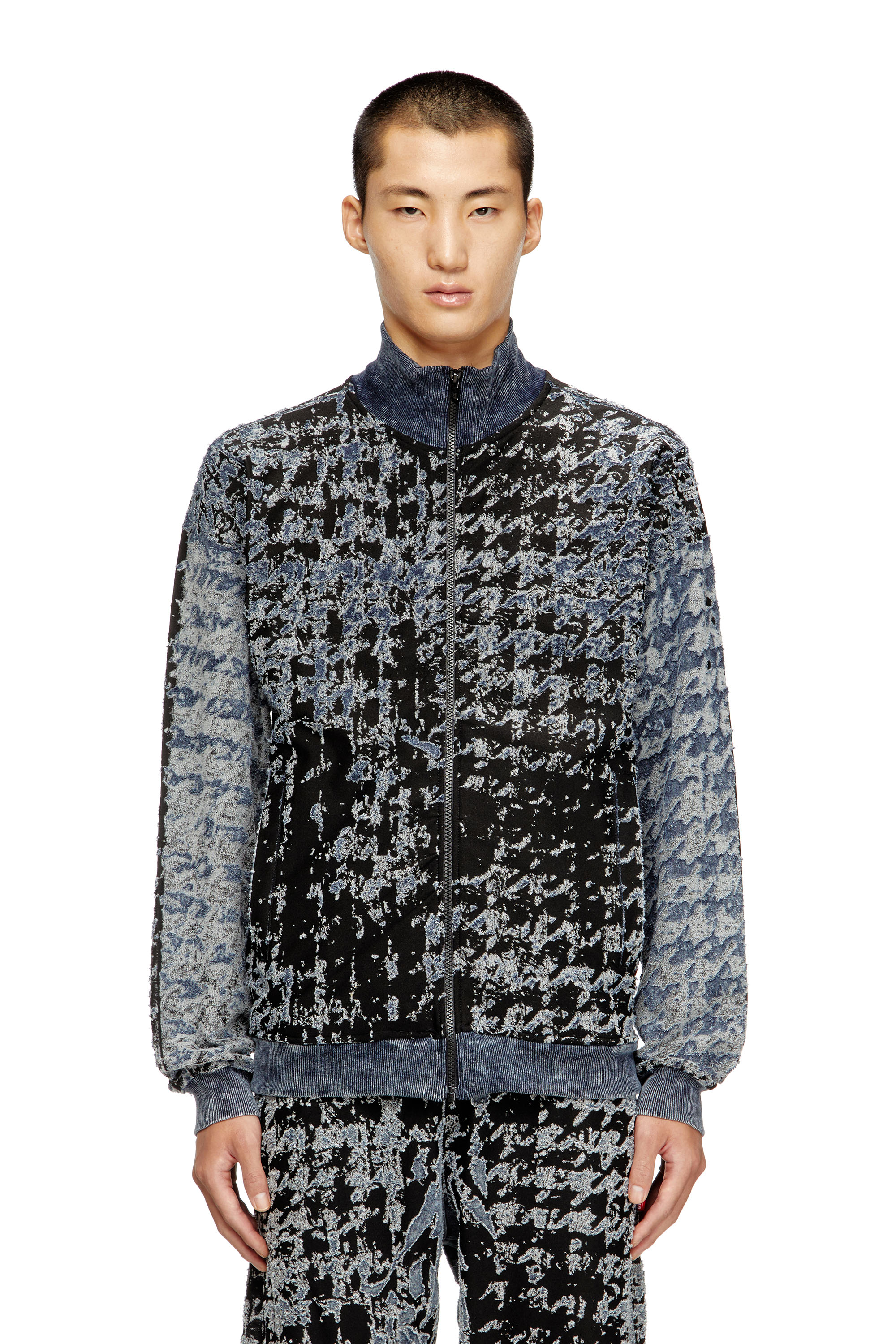 Diesel - S-CORR, Top con zip dévoré con motivo a quadri Uomo in Multicolor - 1