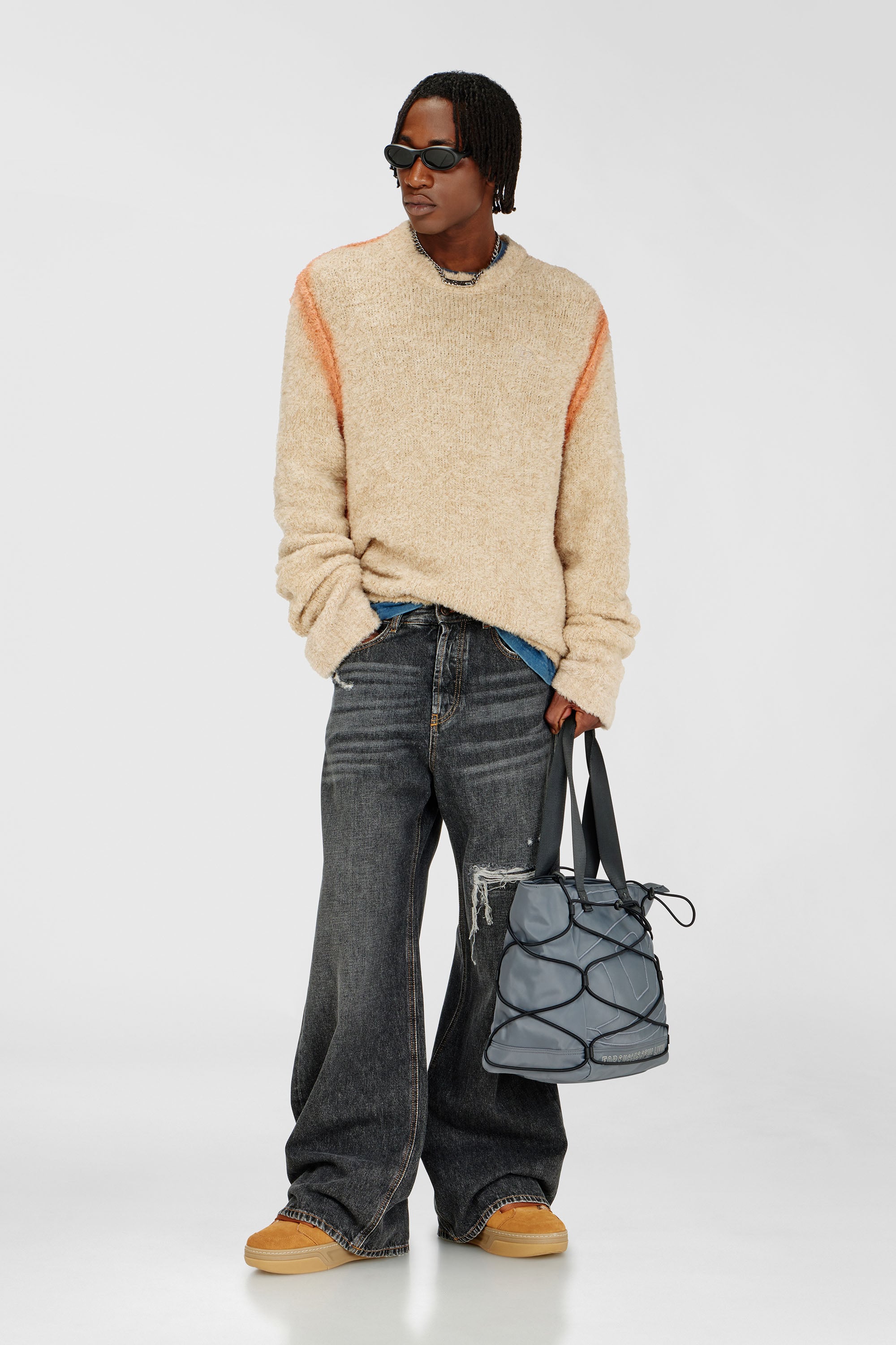 Diesel - Relaxed Jeans D-Rise 007DN Uomo, Nero/Grigio scuro - Image 1
