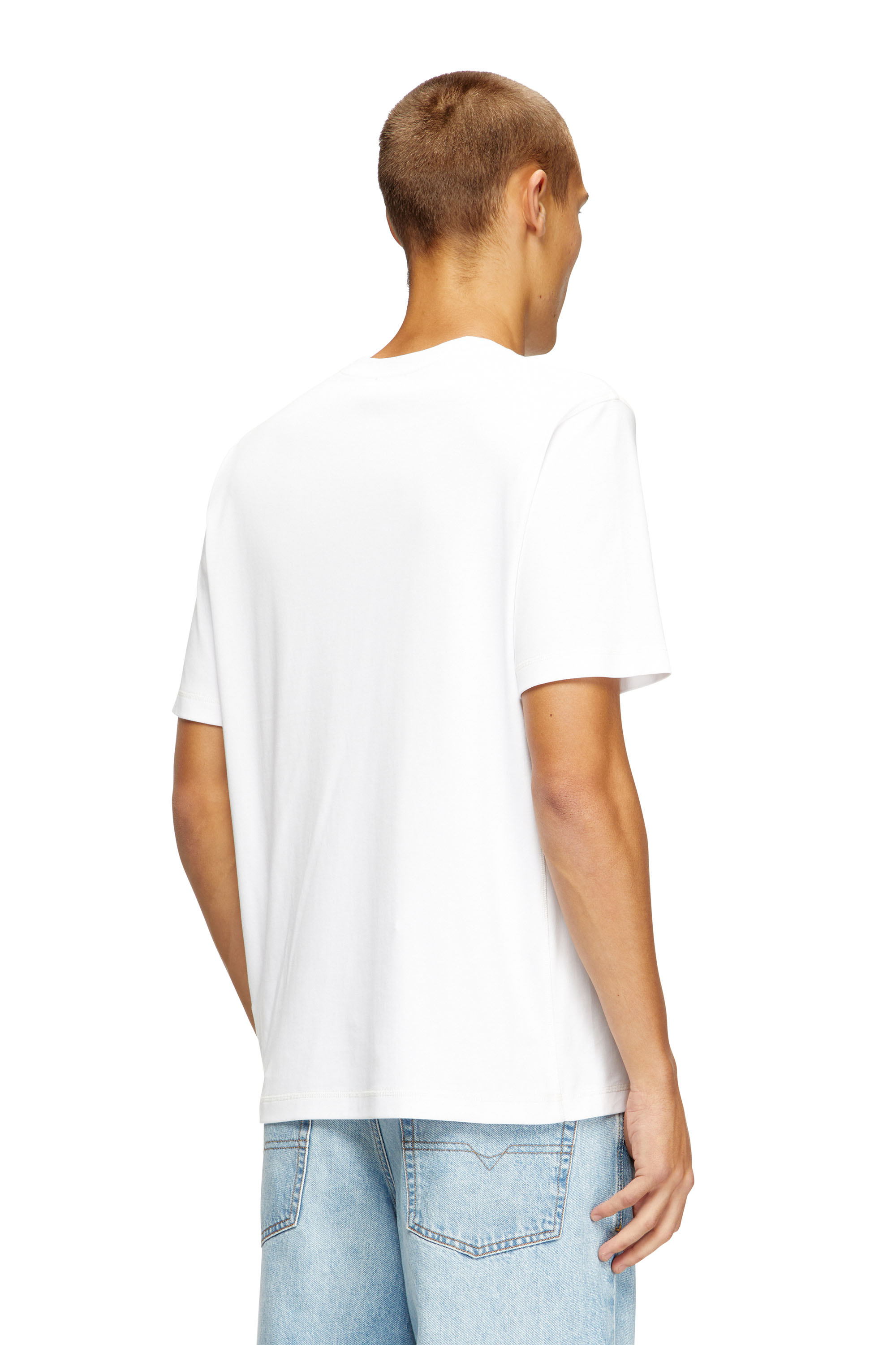 Diesel - T-MADJUST-TR, Maglietta regular con girocollo e Oval D Uomo in Bianco - 4