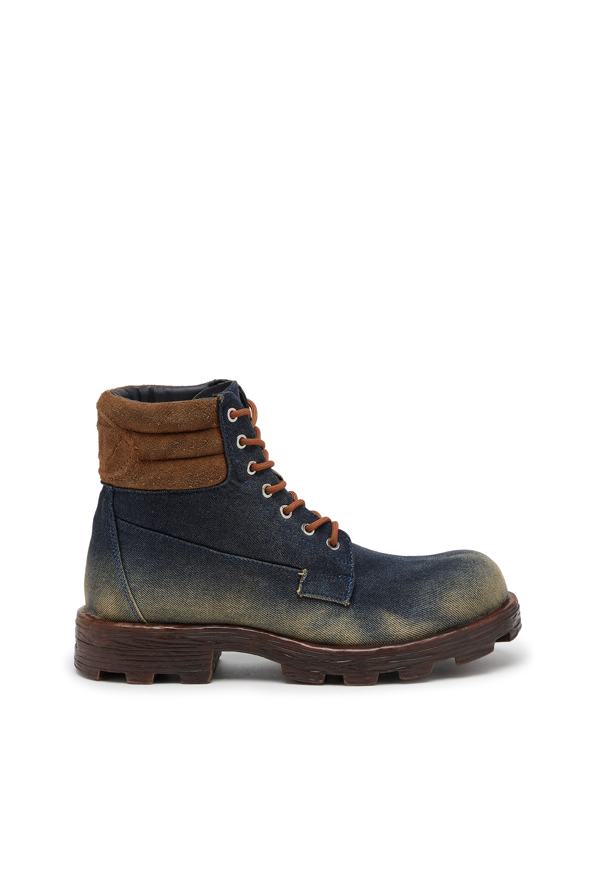 Diesel - D-HAMMER LACE UP, D-Hammer-Anfibi in denim e suede Uomo in Blu - 1