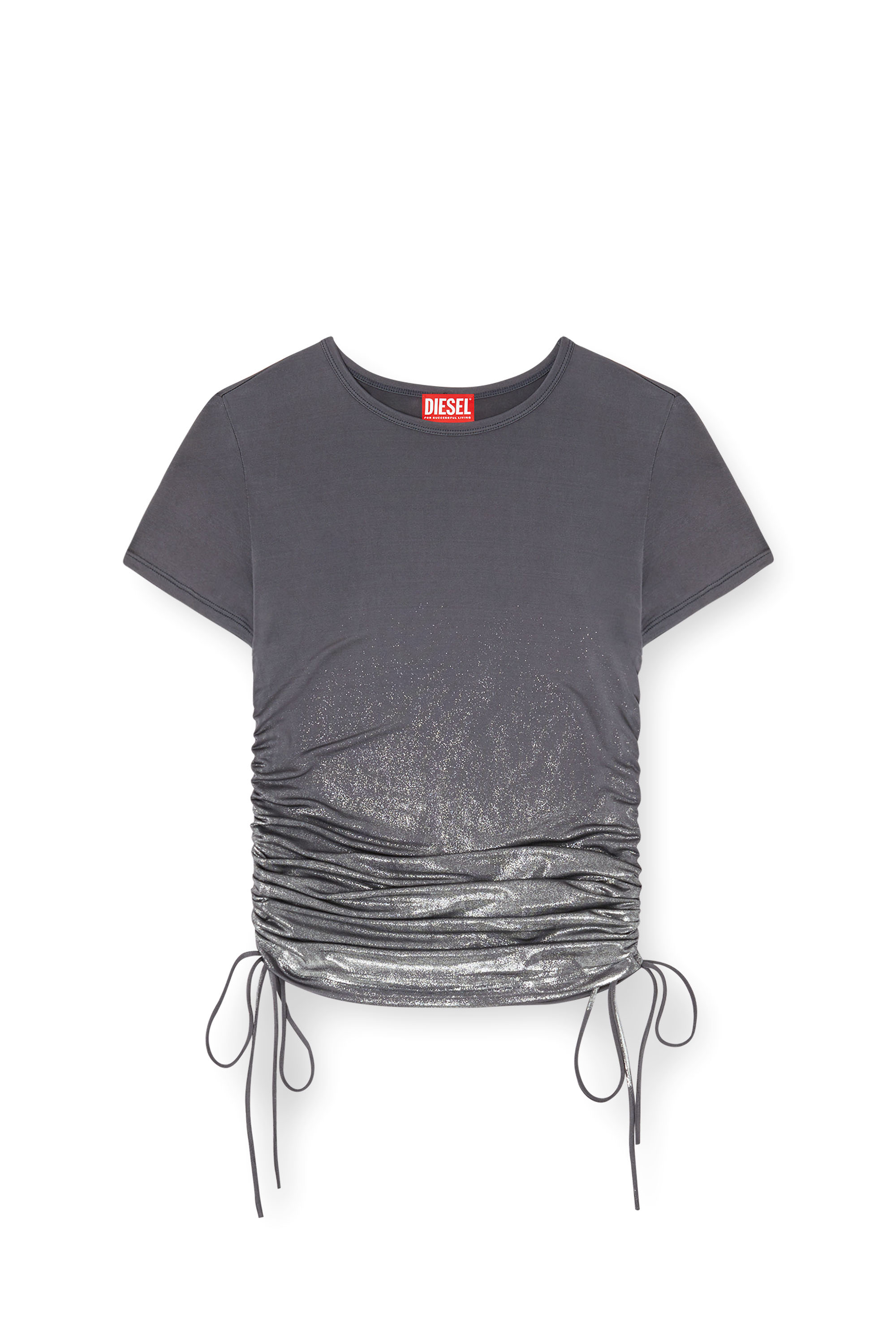 Diesel - T-REY, Jersey top con coulisse sui fianchi Donna in Grigio - 3