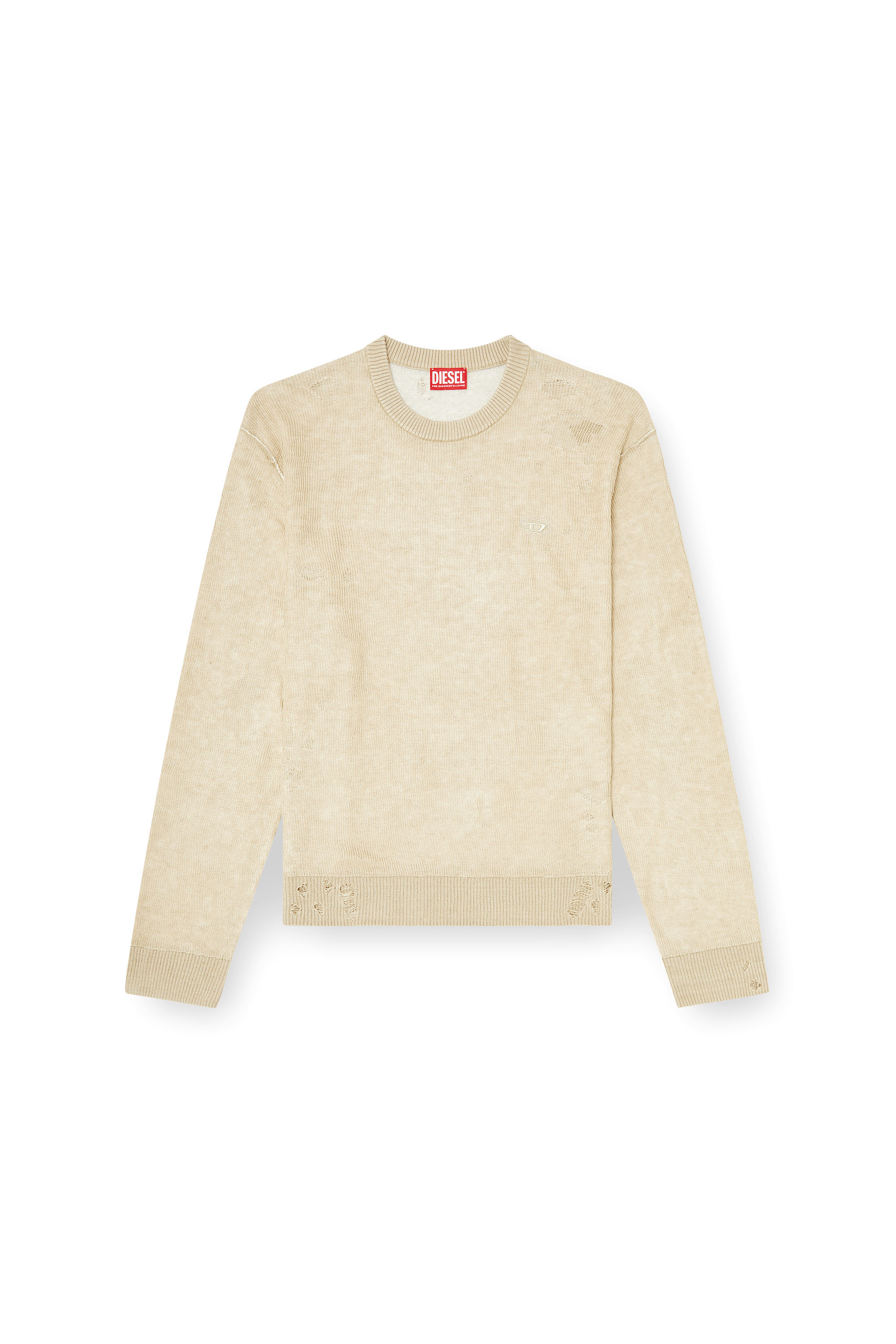 Diesel - K-DAIANAS, Pullover destroyed in lino Uomo in Marrone - 3