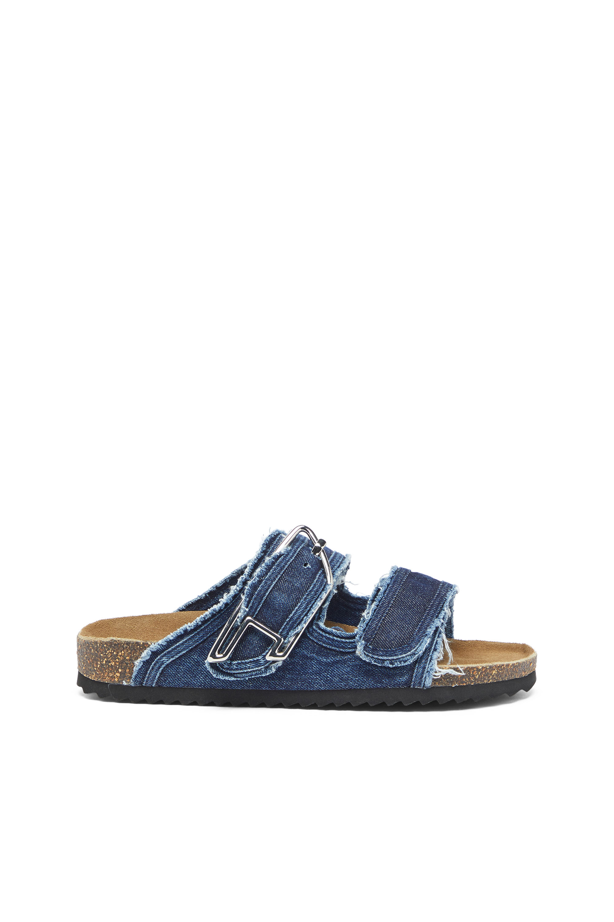 Diesel - D-WOODSTOCK D SANDAL W, D-Woodstock - Ciabatte con fasce in denim a taglio vivo Donna in Blu - 1