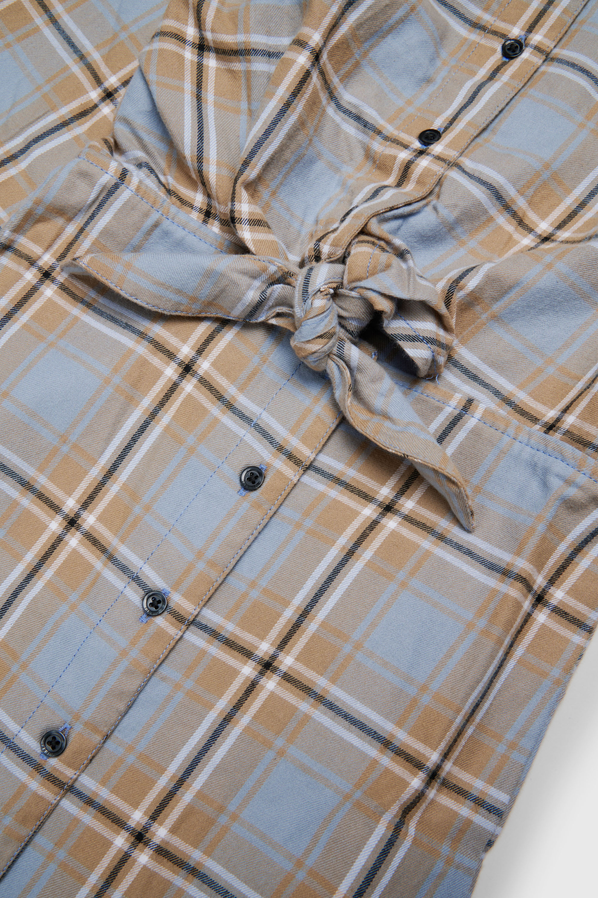 Diesel - DESUSANIS, Abito camicia in cotone a quadri con cintura annodata in vita Donna in Multicolor - 4