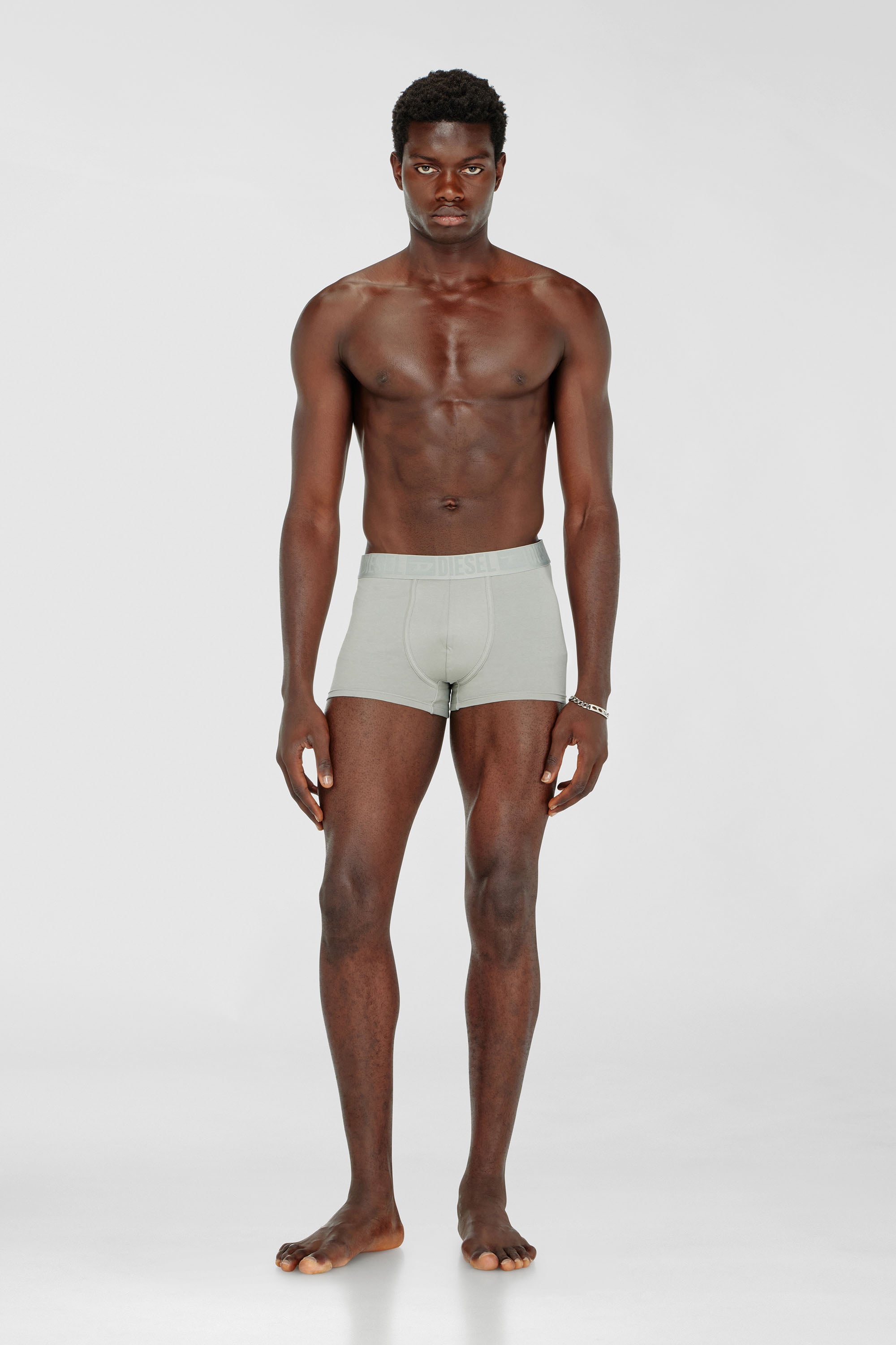 Diesel - MIKE-D-CORE-3PACK, Set da tre boxer in cotone elasticizzato con fascia in vita tono su tono Uomo in Grigio - 2