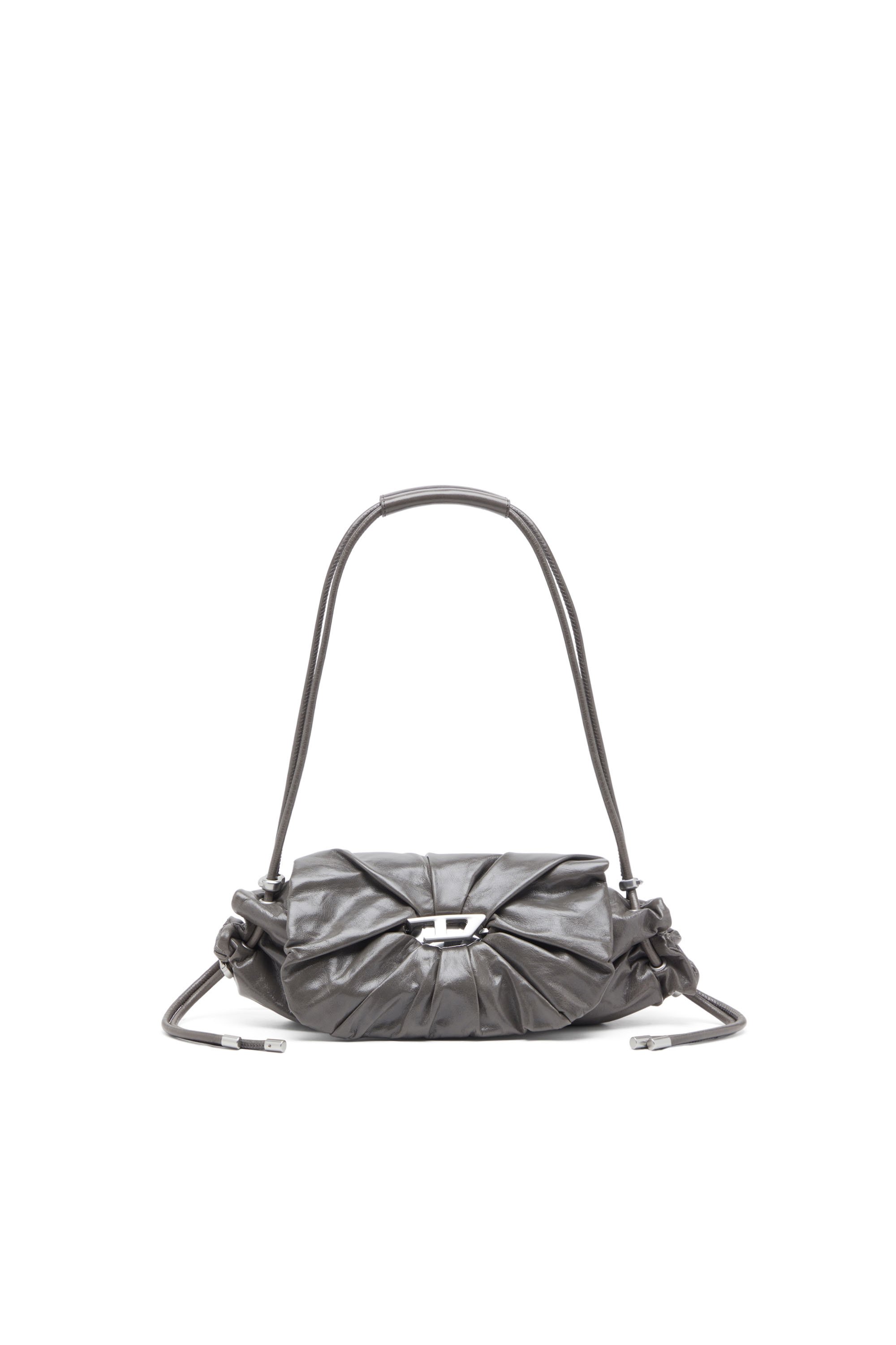 Diesel - SCRUNCH-D SHOULDER S, Borsa a spalla arricciata in pelle lucida Donna in Grigio - 1