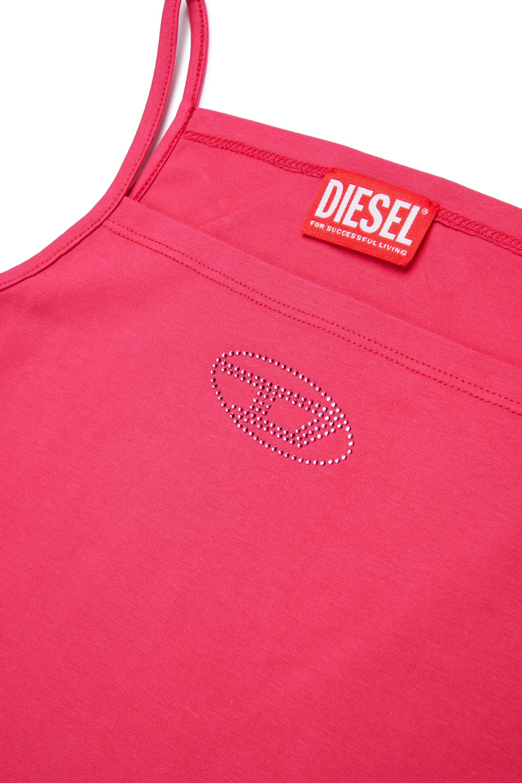 Diesel - TRIND, Top a sottoveste con logo Oval D in cristalli Donna in Rosa - 4