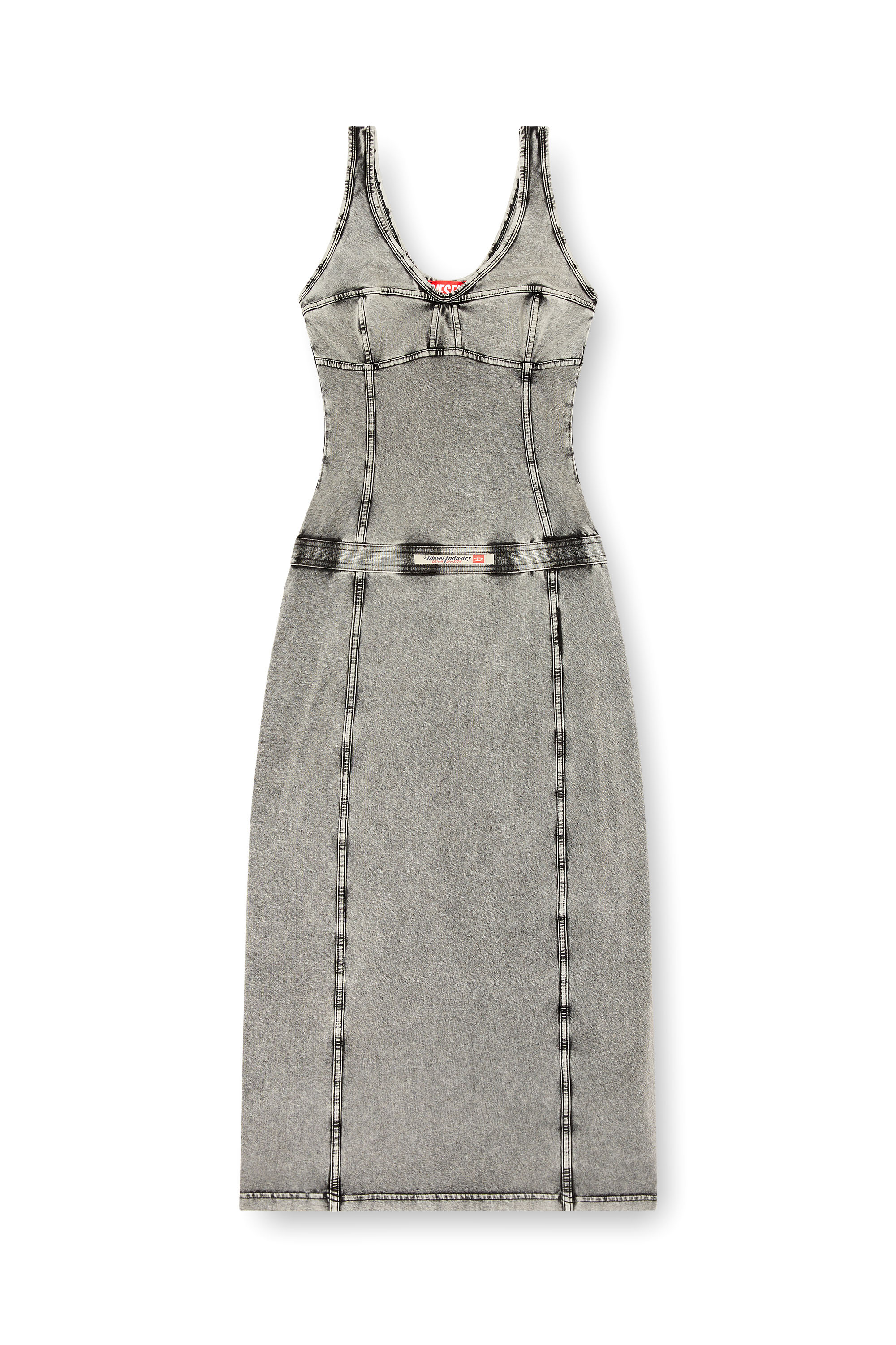 Diesel - D-INNY, Abito midi effetto denim Donna in Grigio - 1