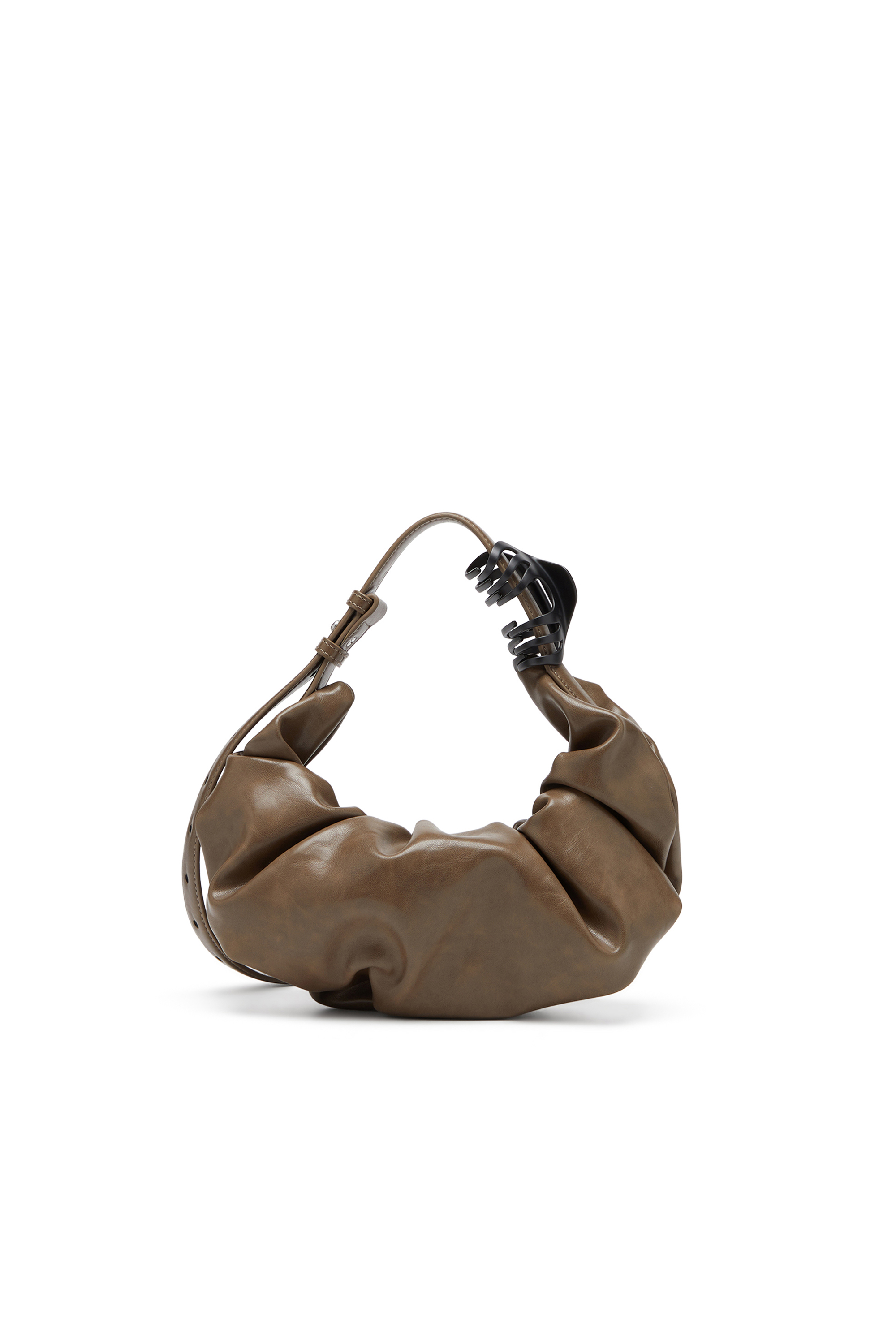 Diesel - GRAB-D HOBO S, Grab-D S-Borsa hobo piccola in PU lucido scrunched Donna in Marrone - 3