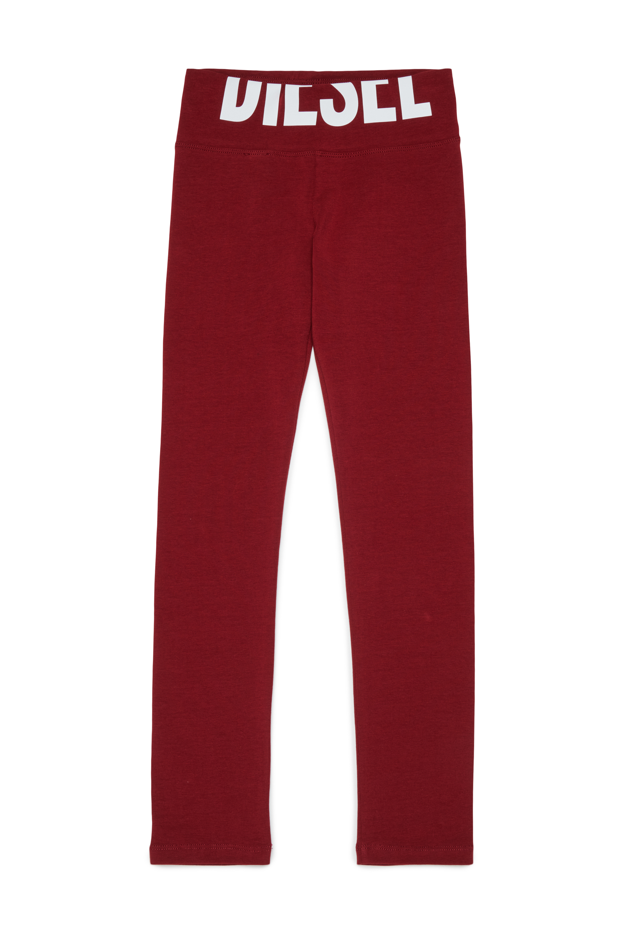 Diesel - PCEFY, Leggings in cotone con logo tagliato Donna in Rosso - 1