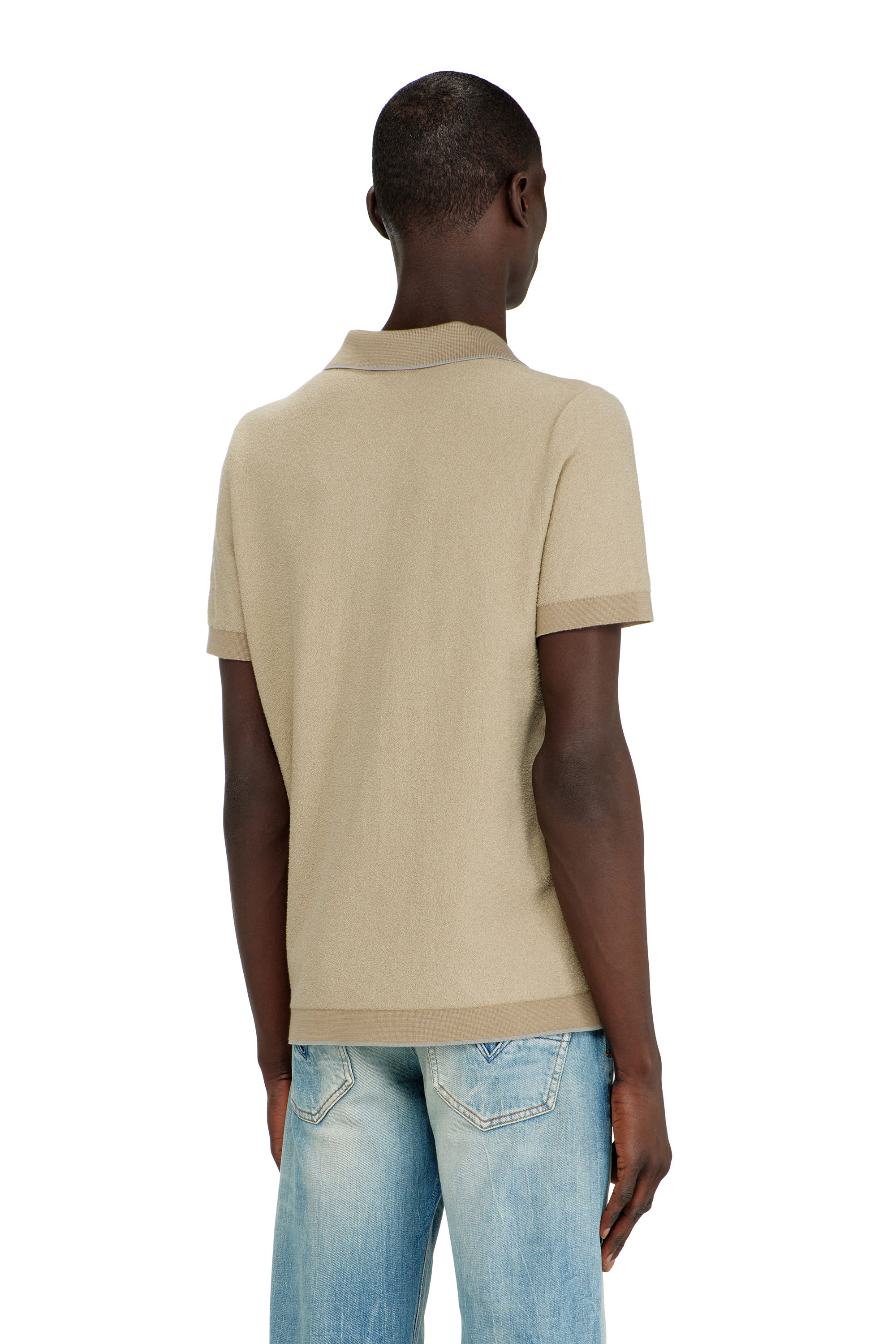 Diesel - K-RAILES, Polo in maglia boucl&eacute; con logo Phoenix Uomo in Beige - 4
