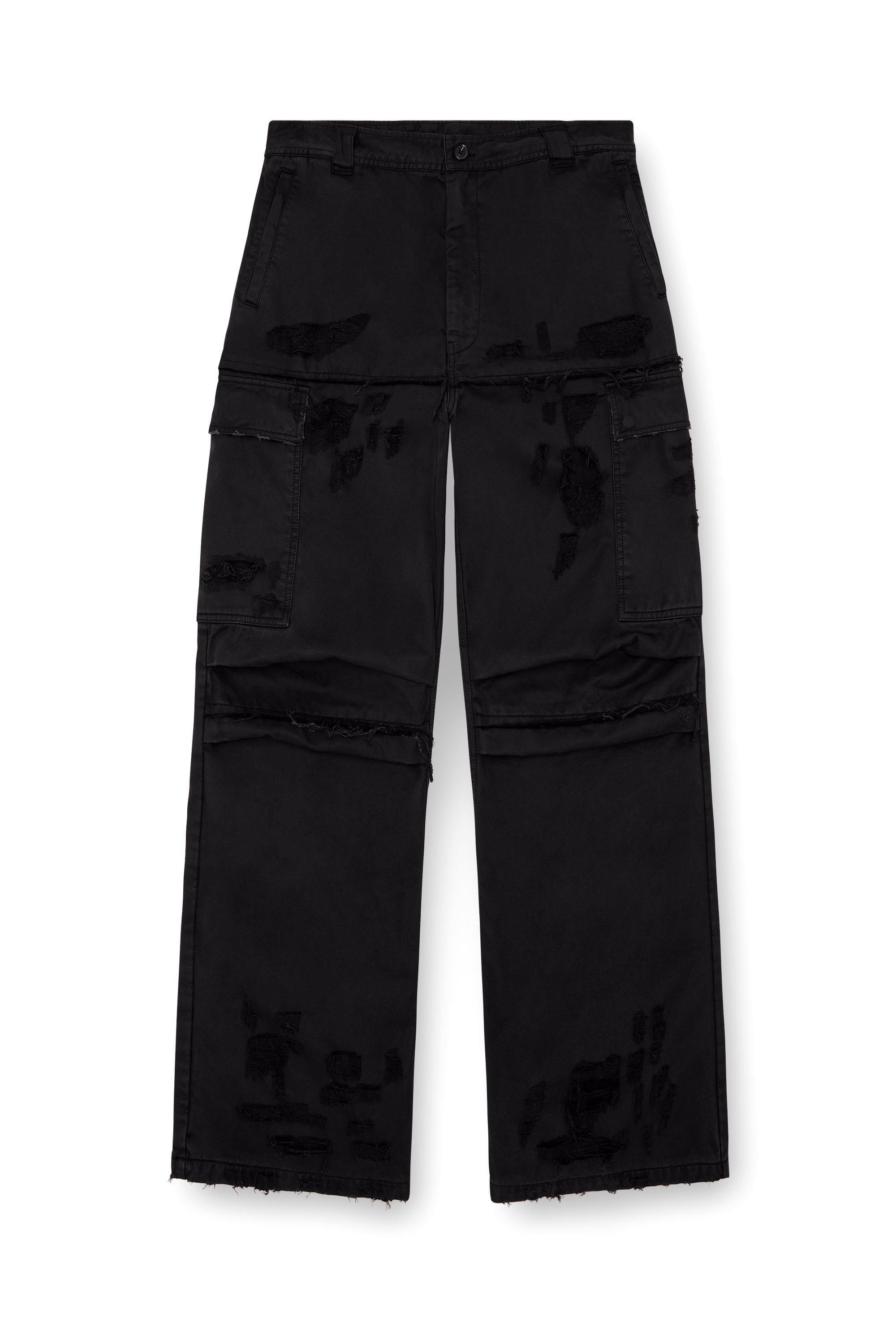 Diesel - P-OISE, Pantaloni con tasche in cotone dobby Uomo in Nero - 3