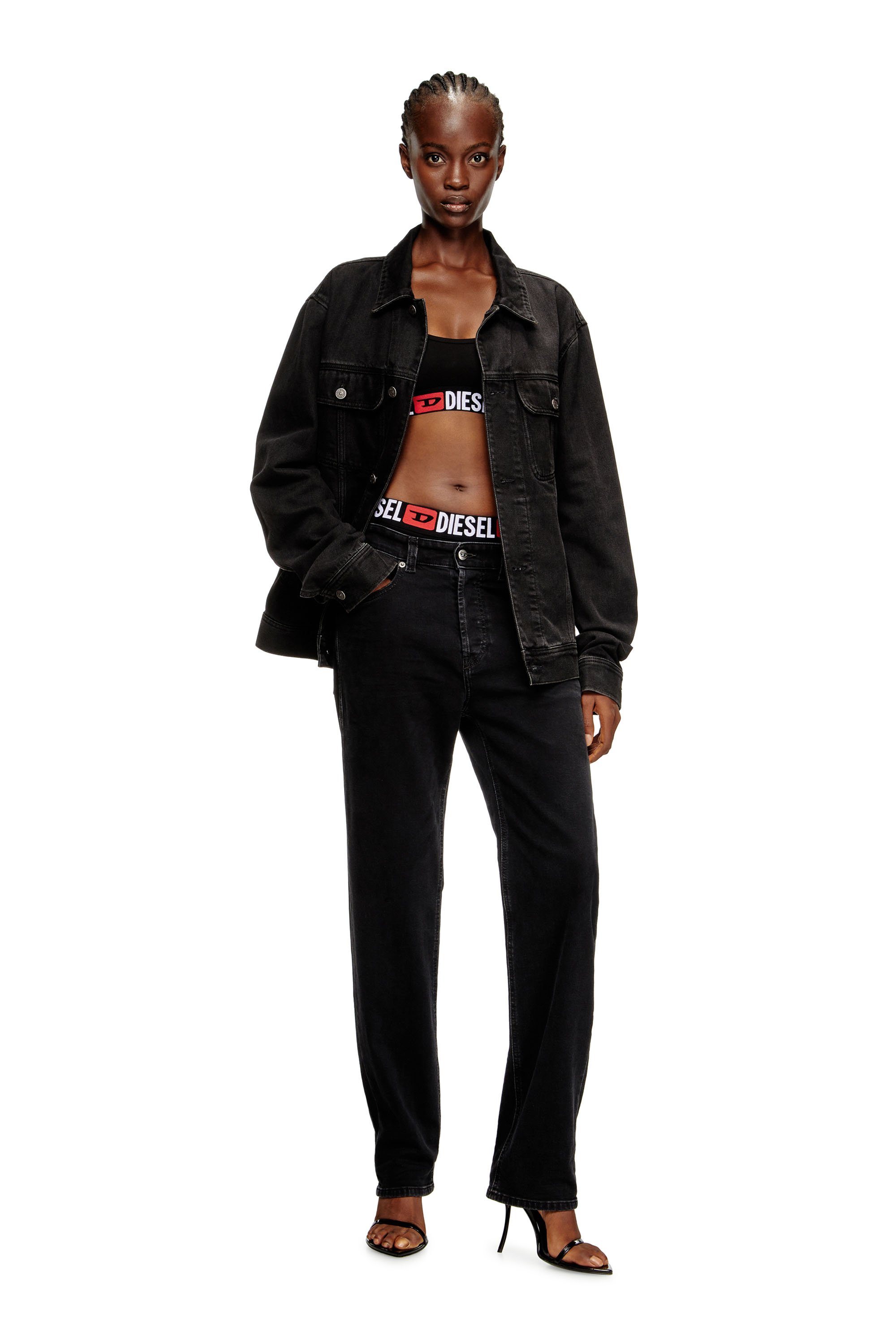 Diesel - UFSB-ORIBA, Bralette con fascia logata Donna in Nero - 1