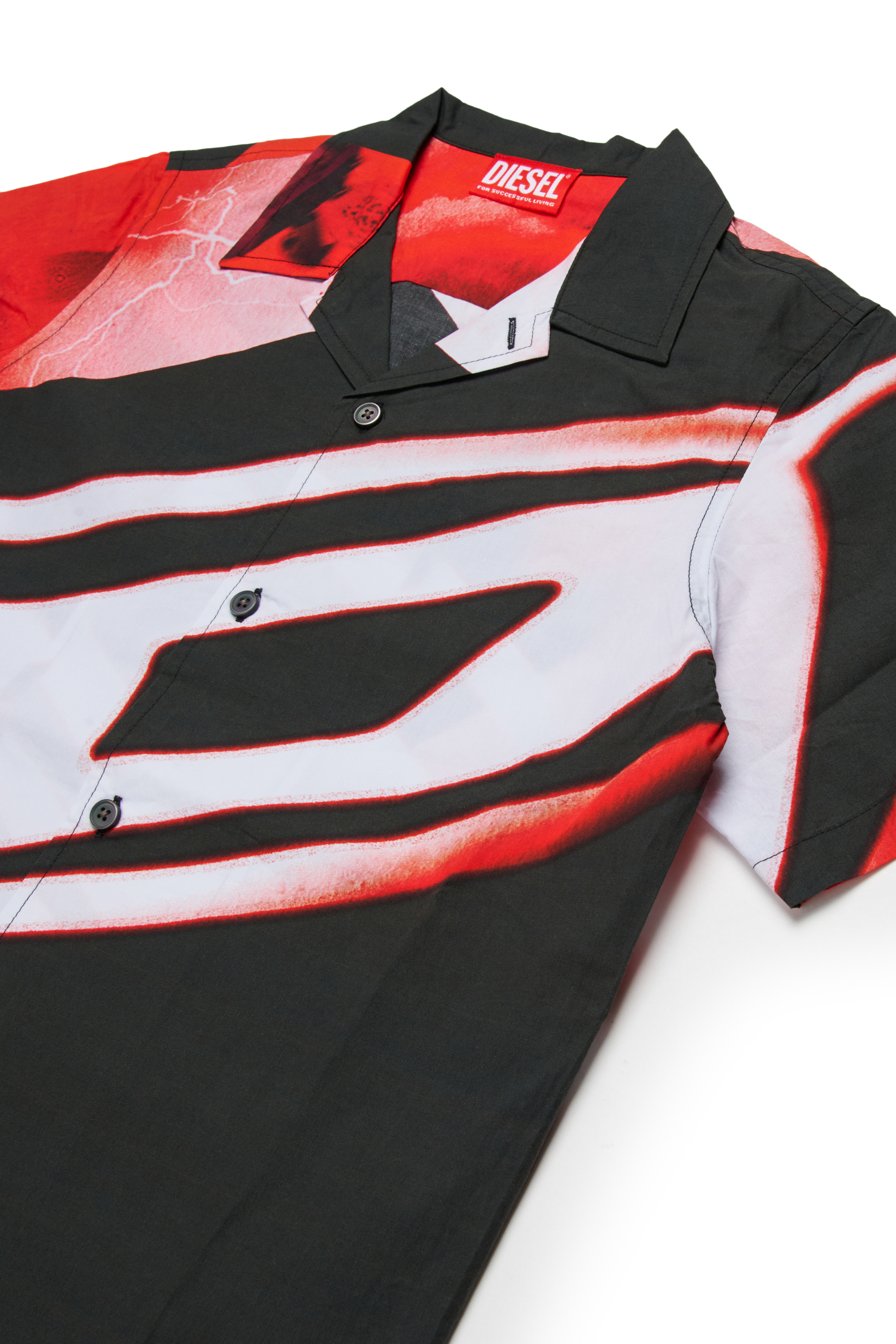 Diesel - MCIOND, Camicia in cotone con stampa sfocata all-over Uomo in Nero - 3