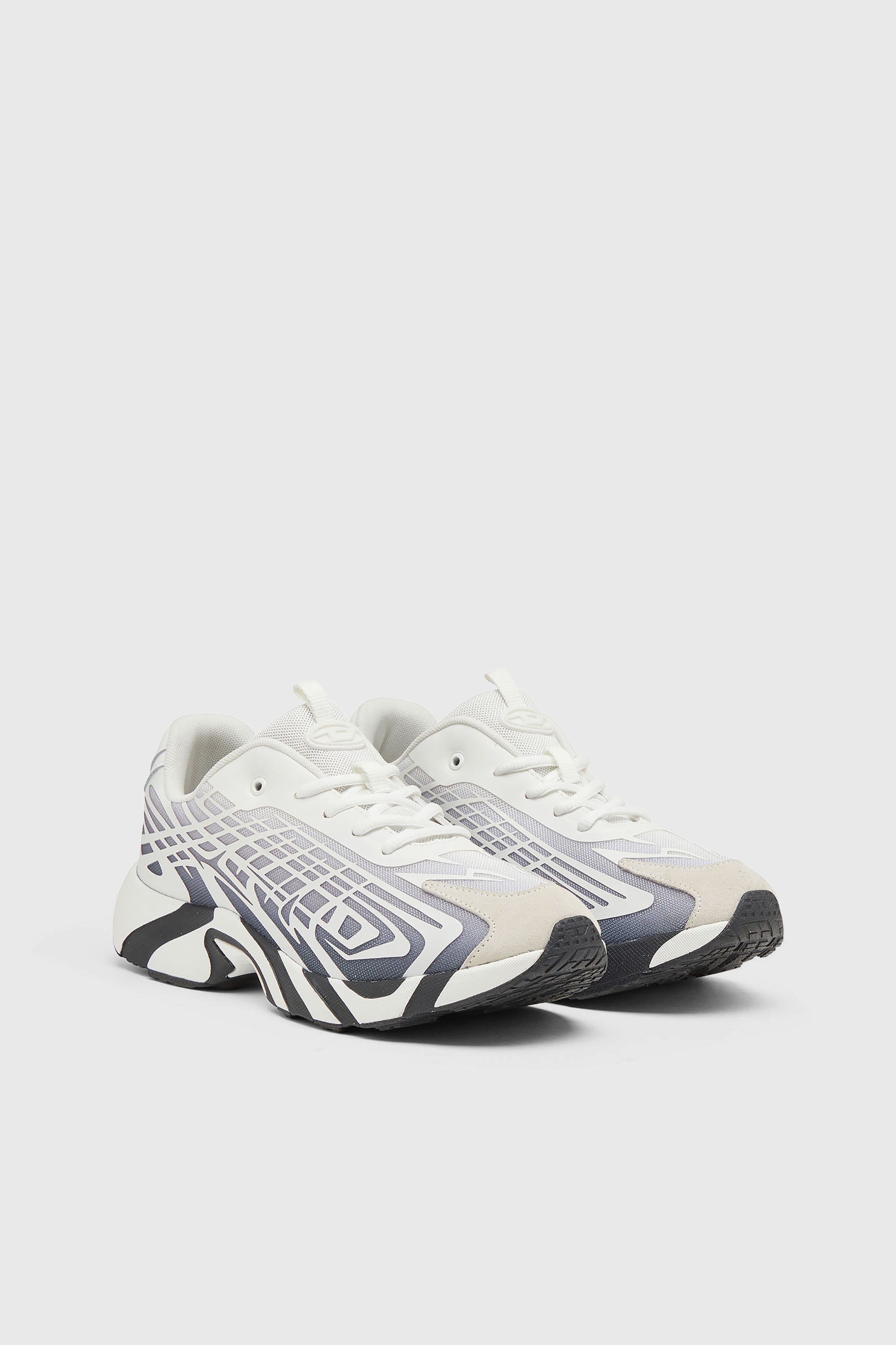 Diesel - S-D-VIT'S 500 LOW, S-D-Vit-Sneaker in mesh d&eacute;grad&eacute; a righe Uomo in Bianco - 2