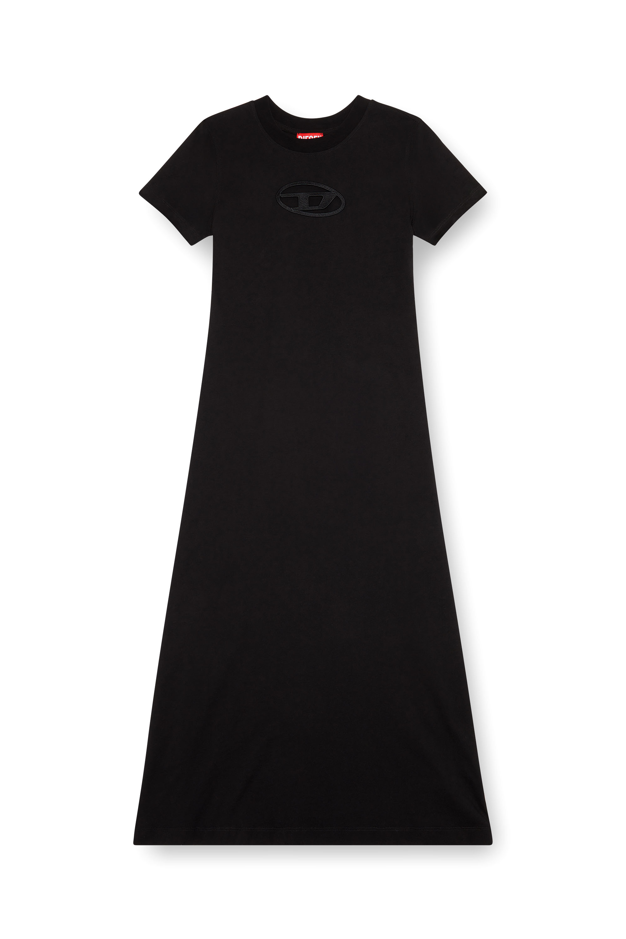 Diesel - D-ALIN-OD, Donna Abito T-shirt con D ricamata in Nero - Image 1