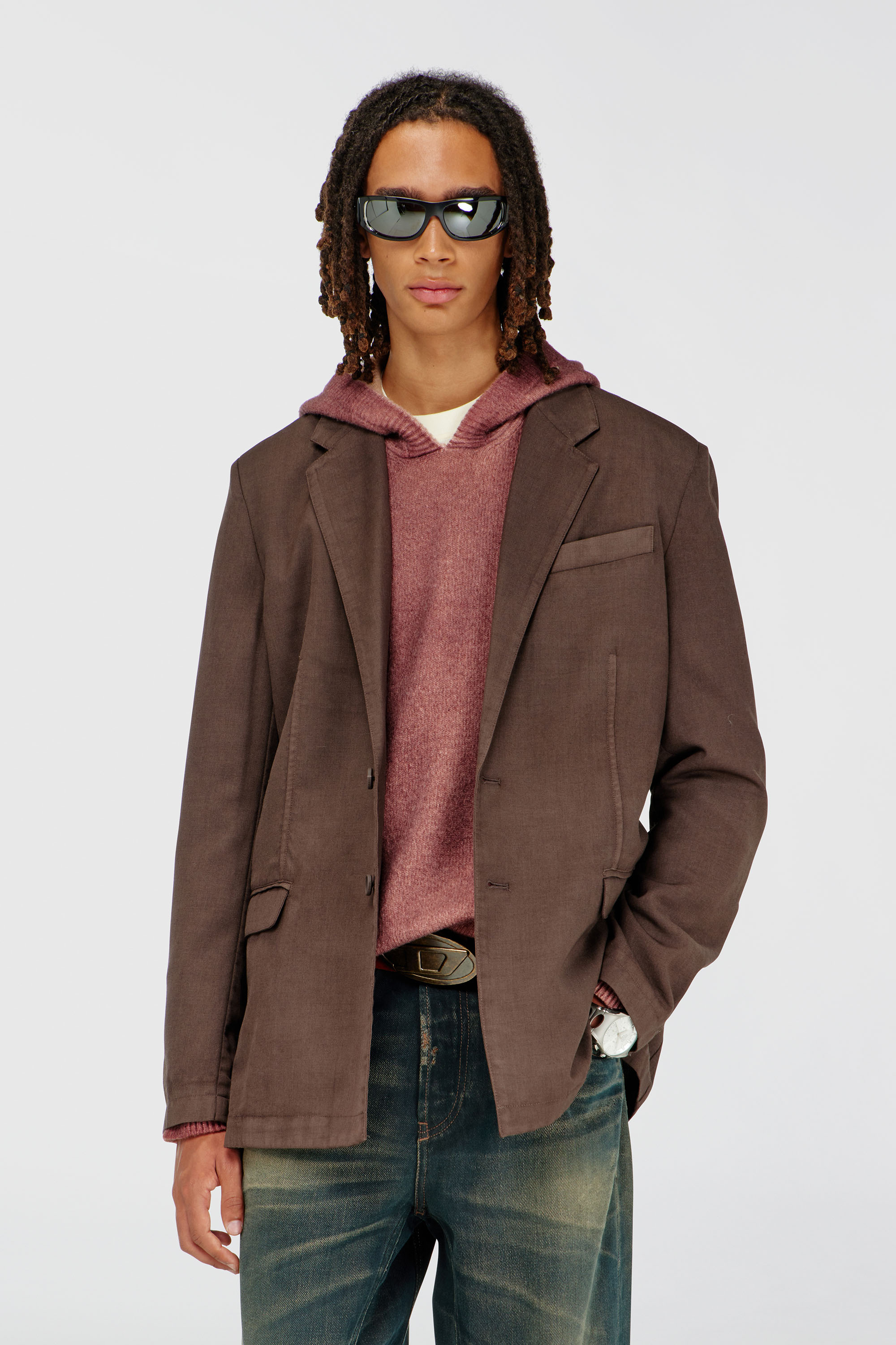 Diesel - J-CREED-AECB, Blazer in lana stretch Uomo in Marrone - 1