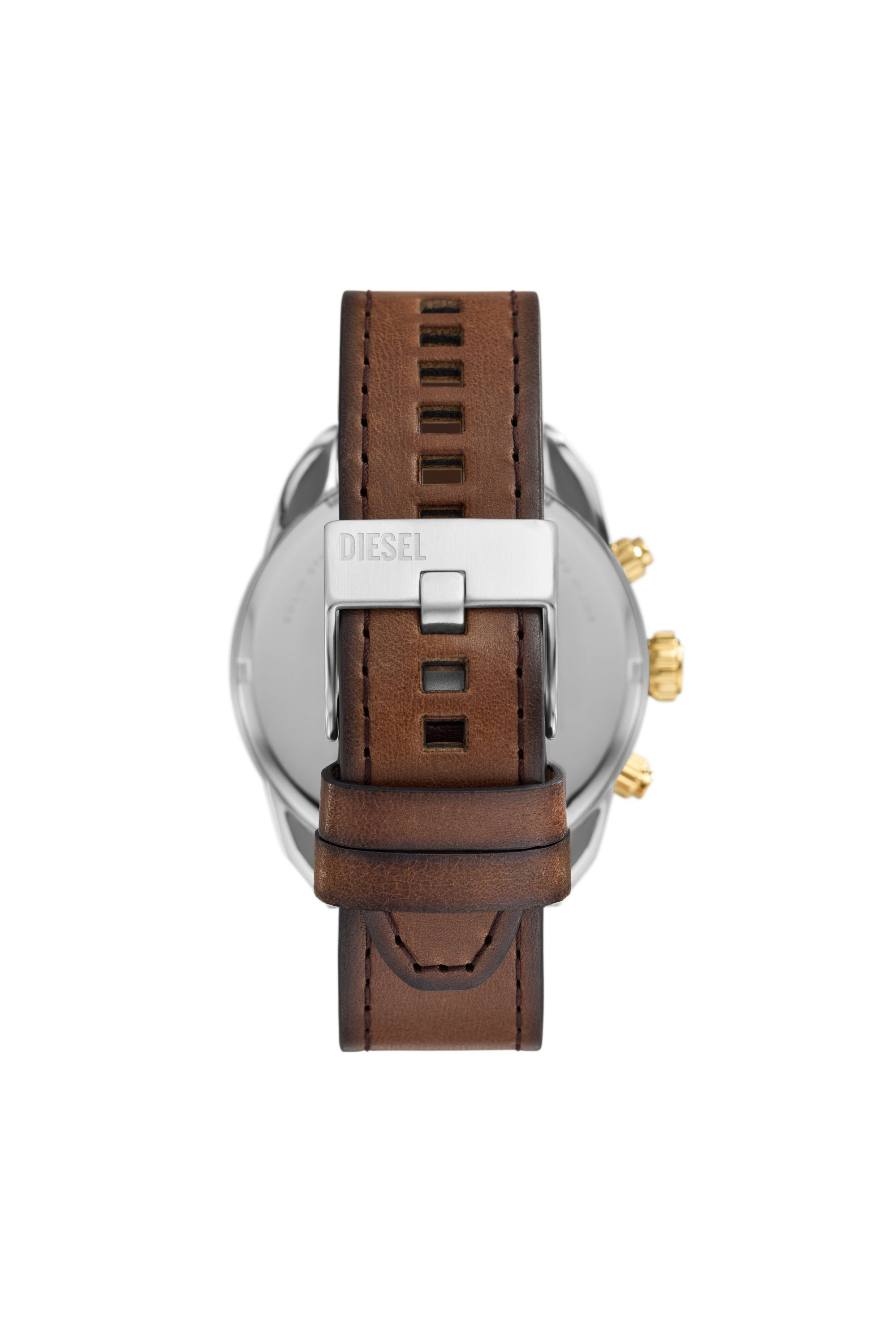 Diesel - DZ4665, Man Spiked chronograph brown leather watch in Brown - Image 2