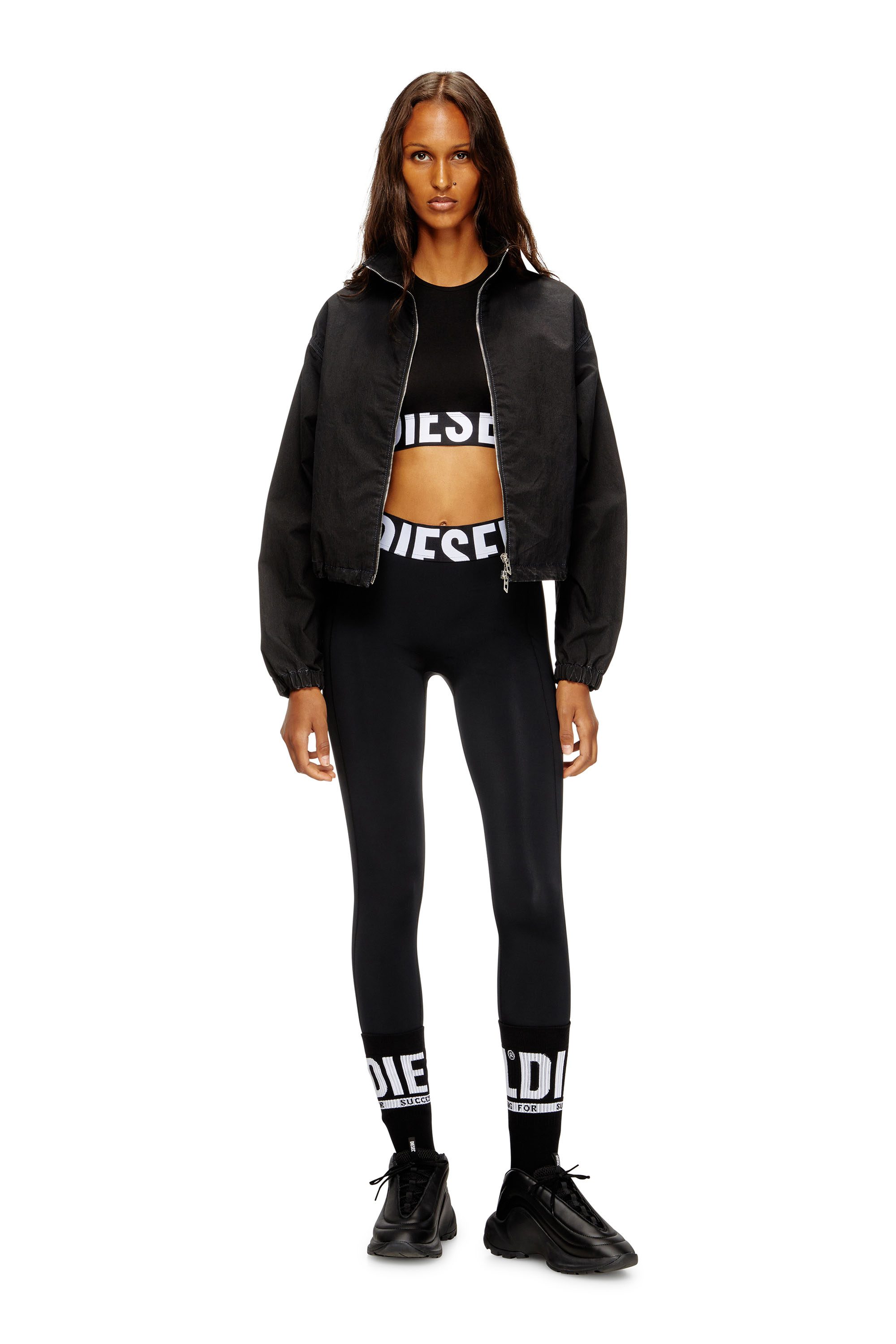 Diesel - ADA-D-POP, Crop top con logo tagliato Donna in Nero - 4