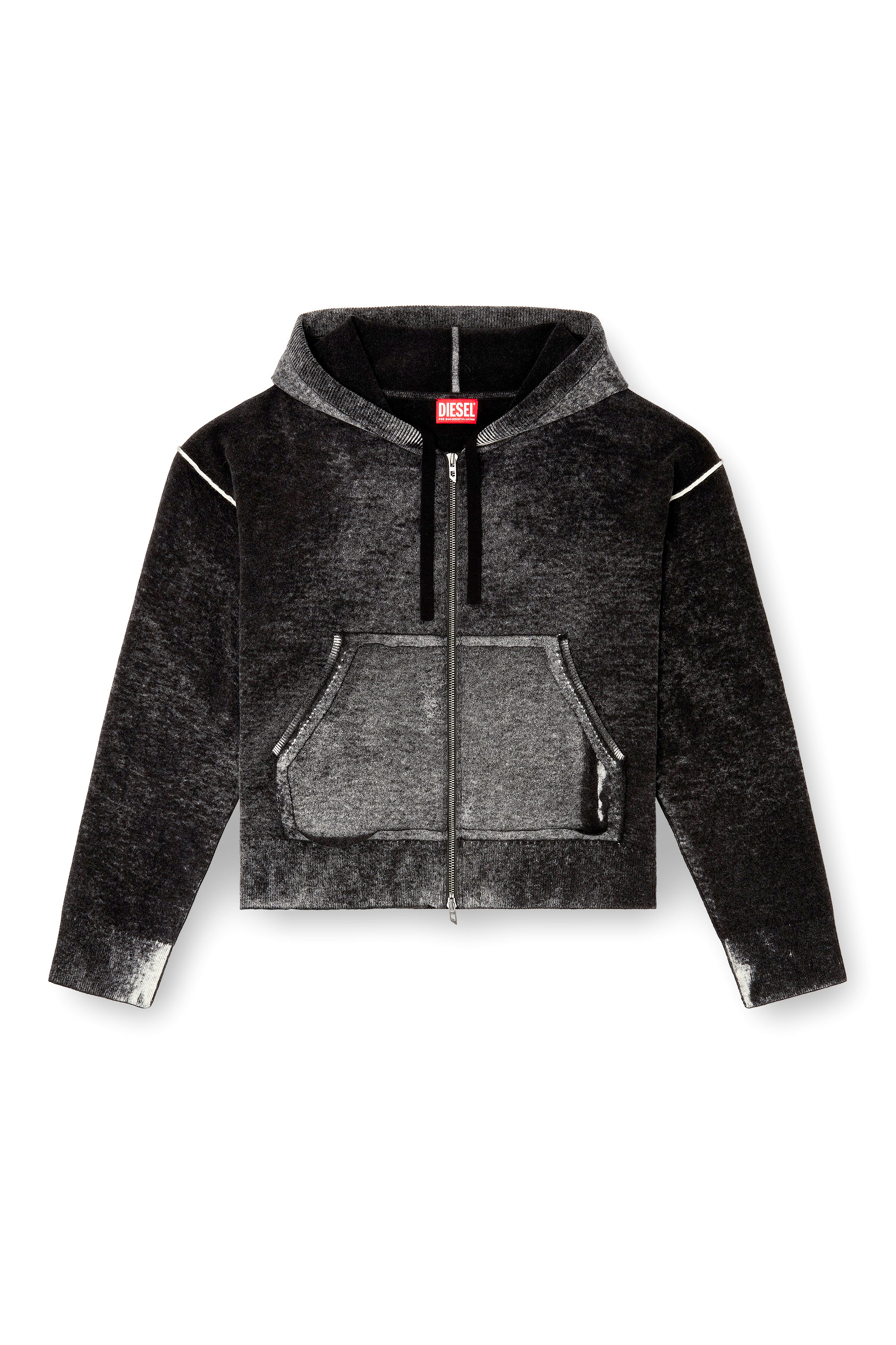 Diesel - M-HERMINE, Cardigan con cappuccio in lana con stampa interna Donna in ToBeDefined - 3