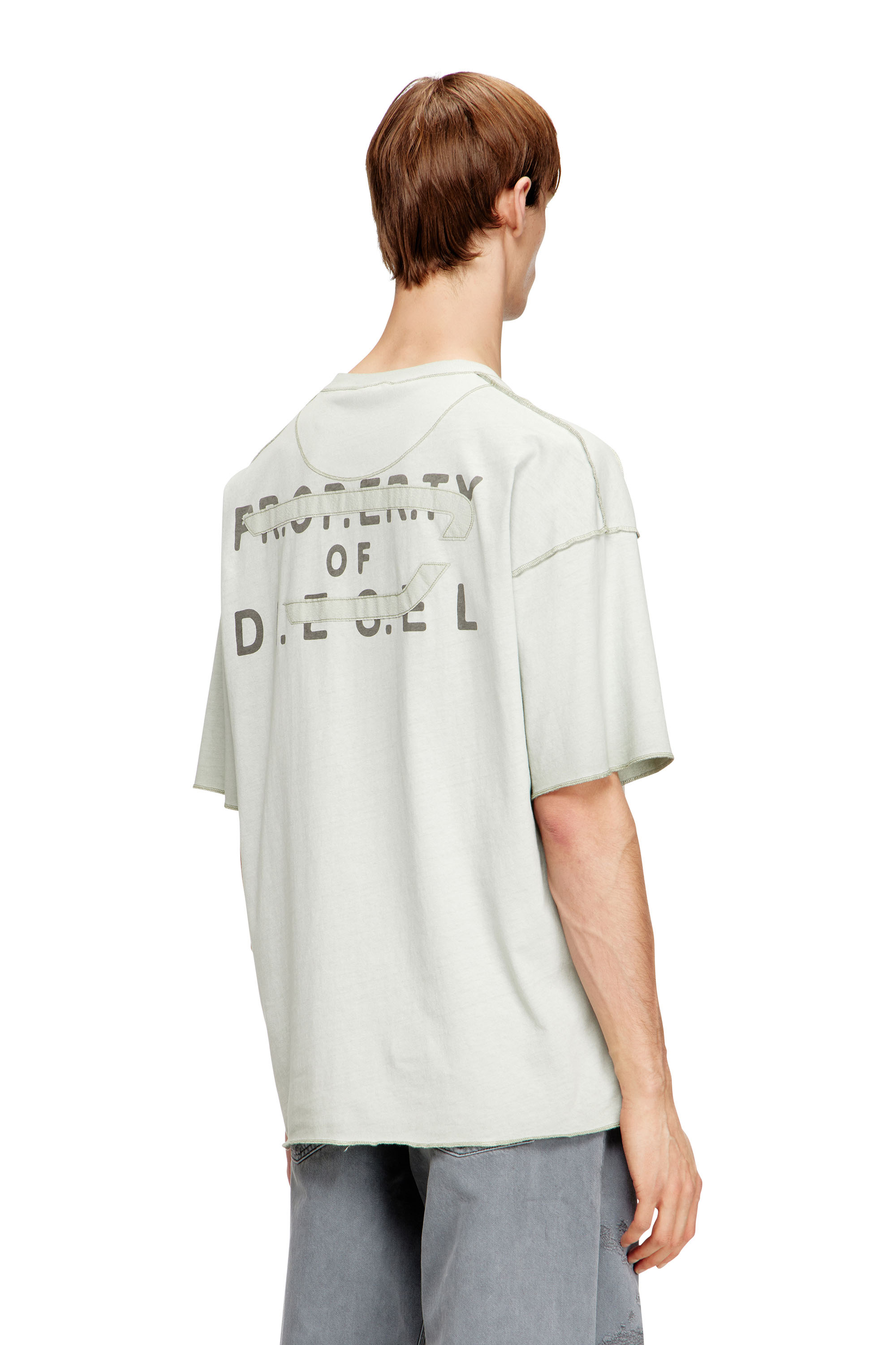 Diesel - T-LOOK, T-shirt in cotone dal taglio rilassato con stampa fronte e retro Uomo in Bianco - 3