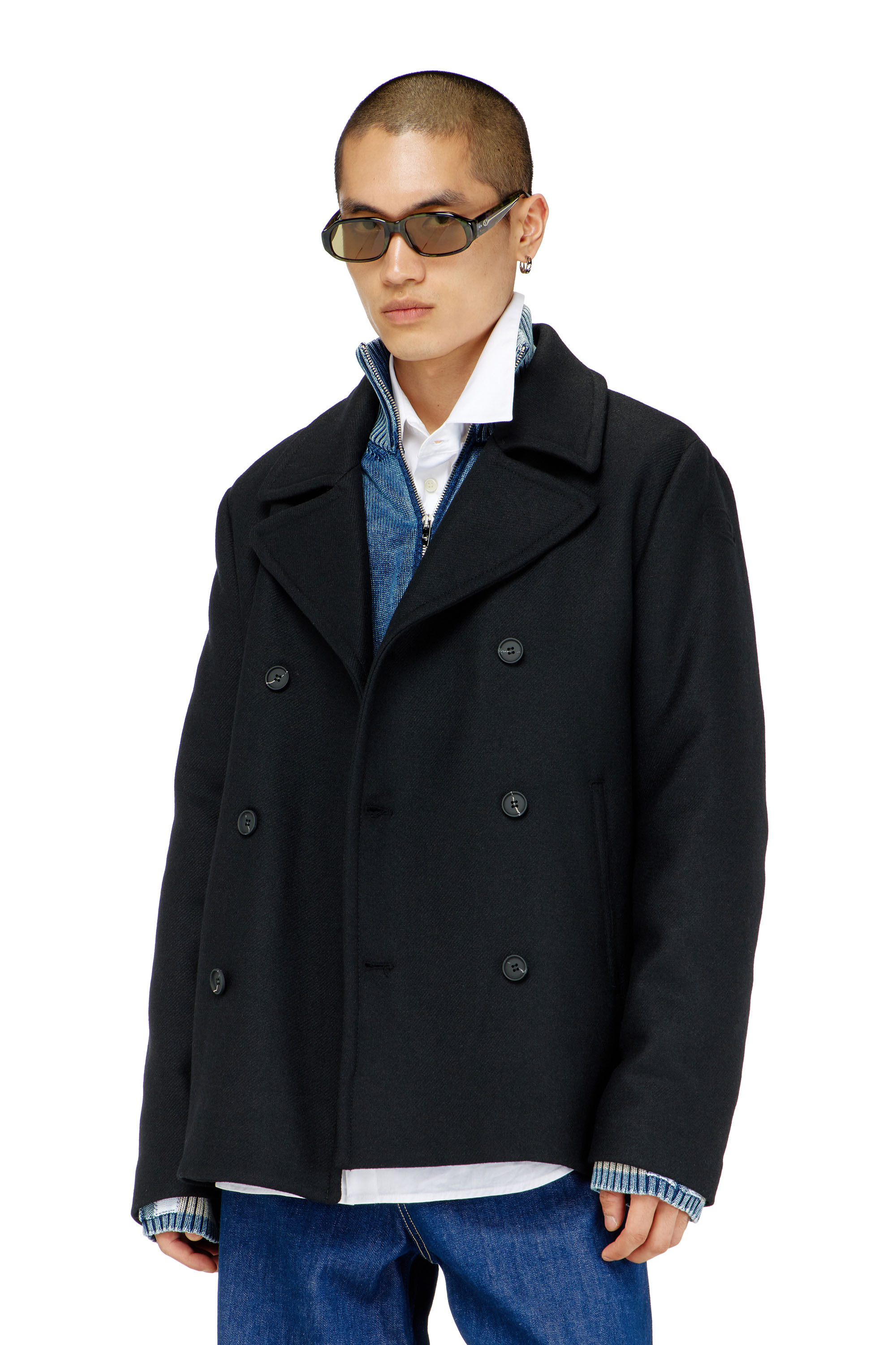 Diesel - W-HALEY-WRD, Caban in panno di lana tecnica Uomo in Nero - 3