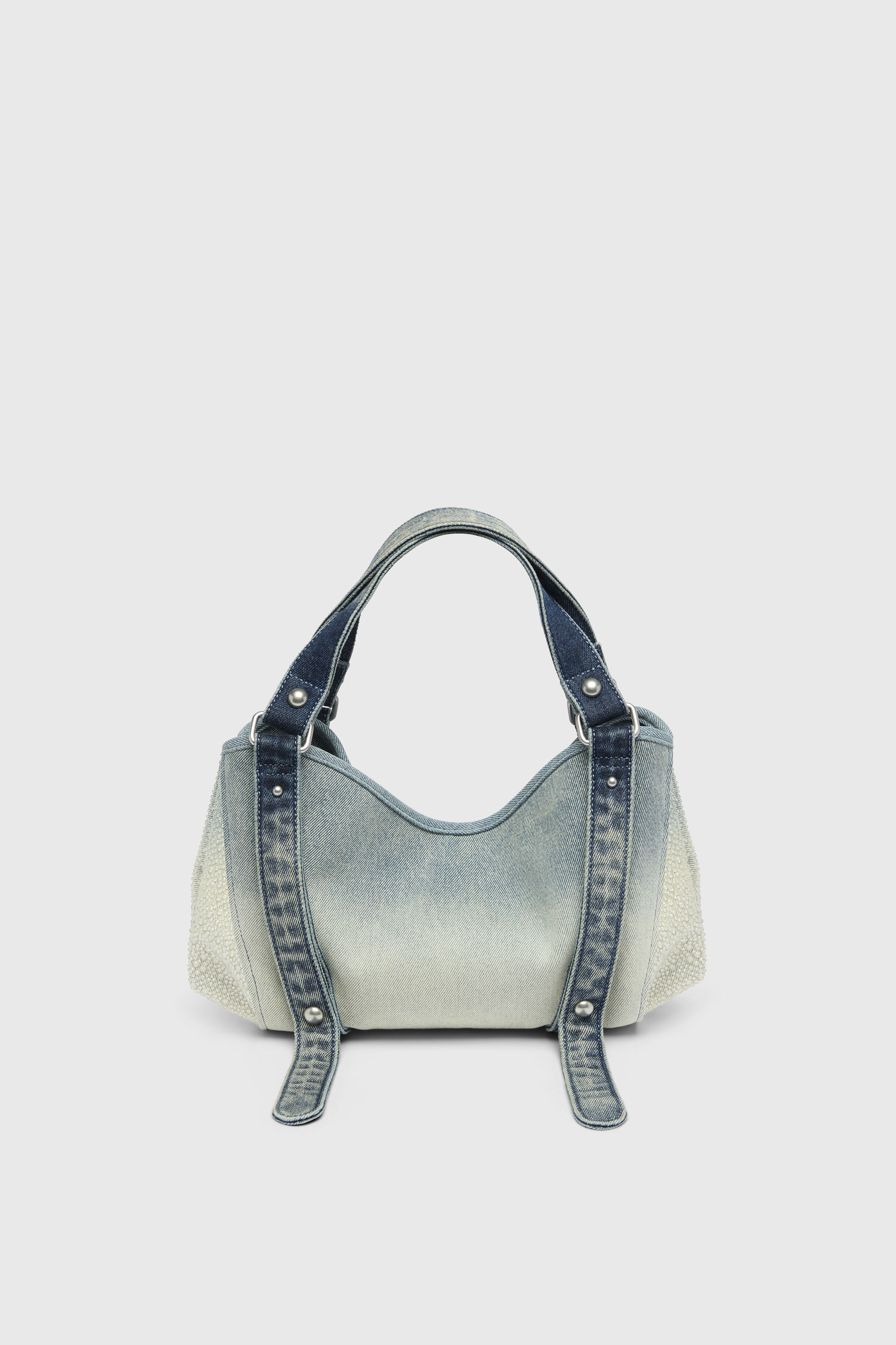 Diesel - D-ONE TOPHANDLE S, D-One-Borsa piccola a mano in denim solarizzato con cristalli Donna in Blu - 2