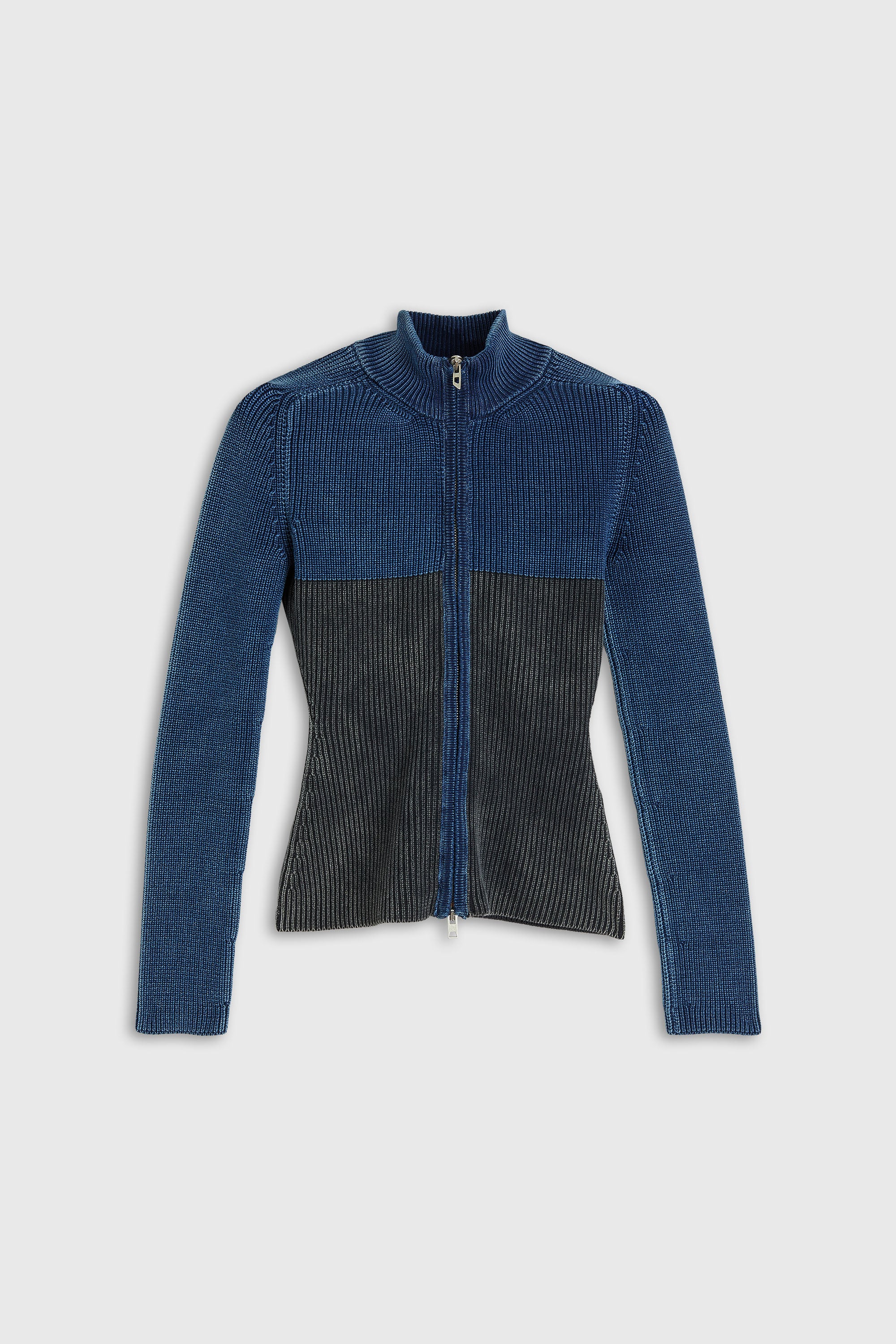 Diesel - M-HERMOSITA, Cardigan con zip effetto denim bicolore Donna in Multicolor - 2