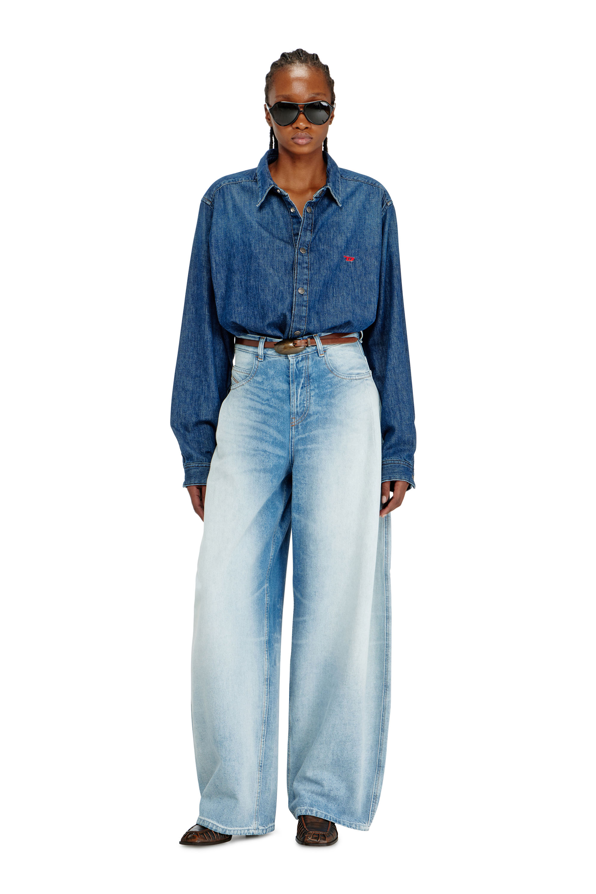 Diesel - Relaxed Jeans 1987 D-Khelz 007EE Donna, Blu Chiaro - Image 1