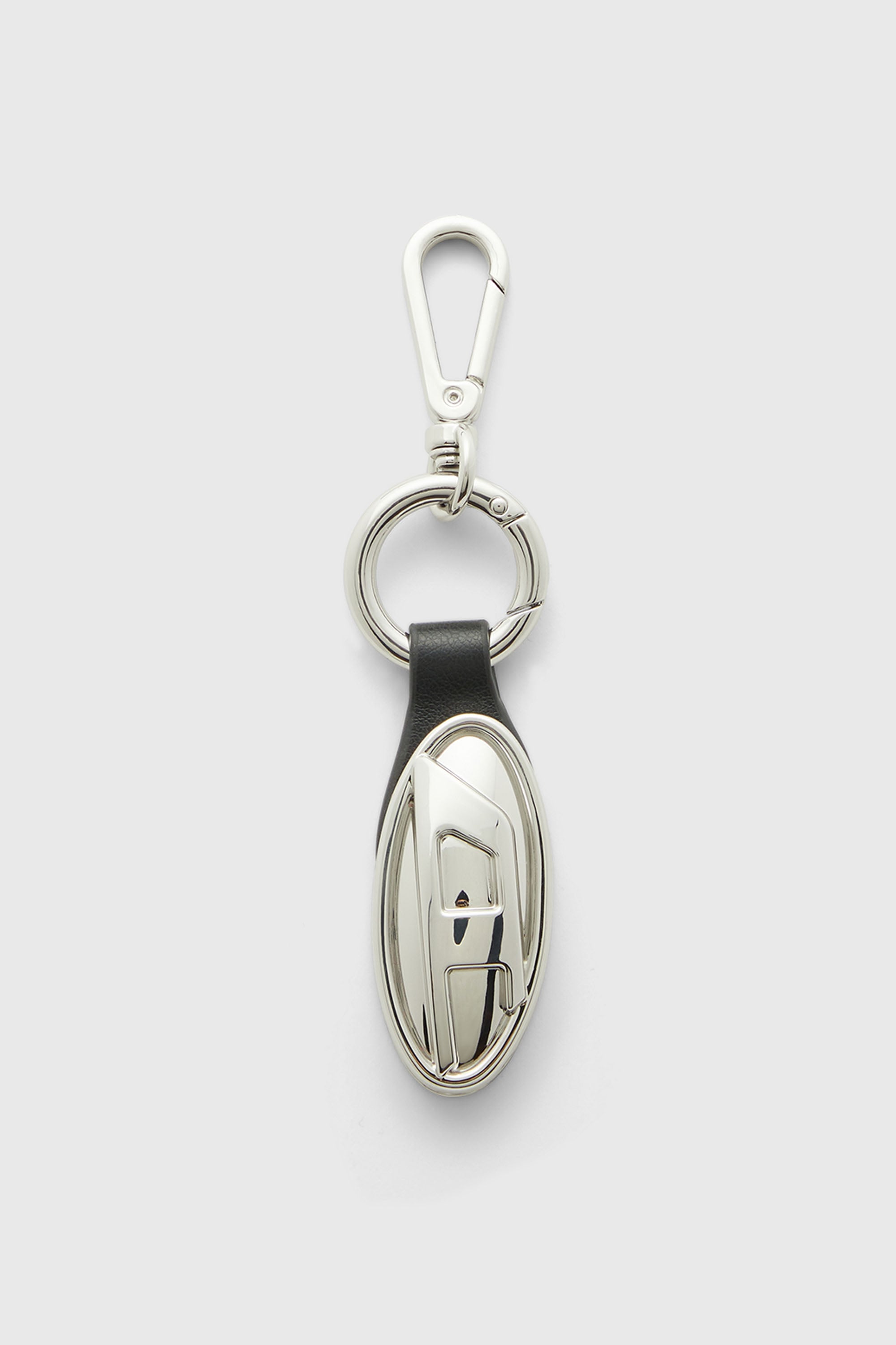 Diesel - GRAB-D 2.0 CHARM, Woman's Metal keyring with oval plaque in Silver/Black - 1