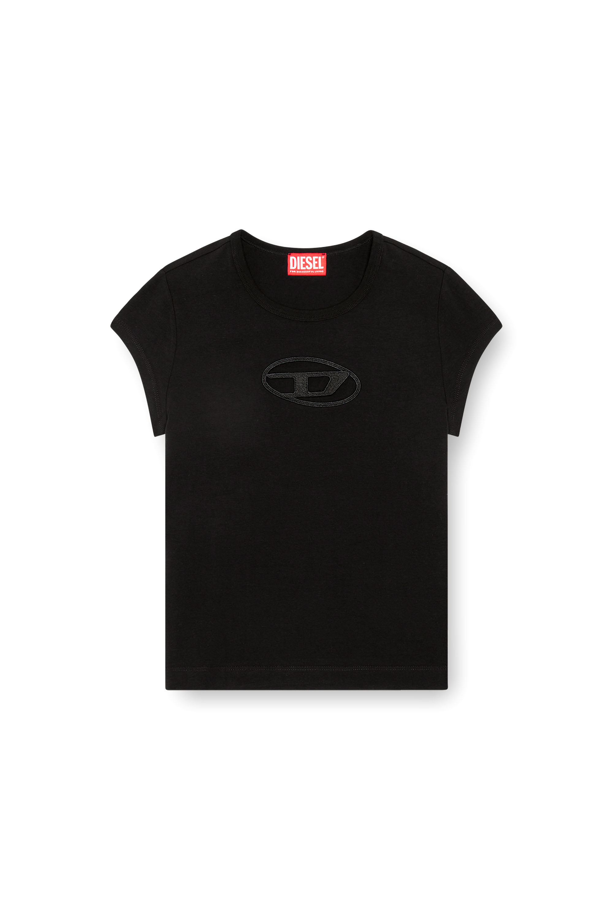 Diesel - T-ANGIE, Donna T-shirt con logo peekaboo in Nero - Image 5