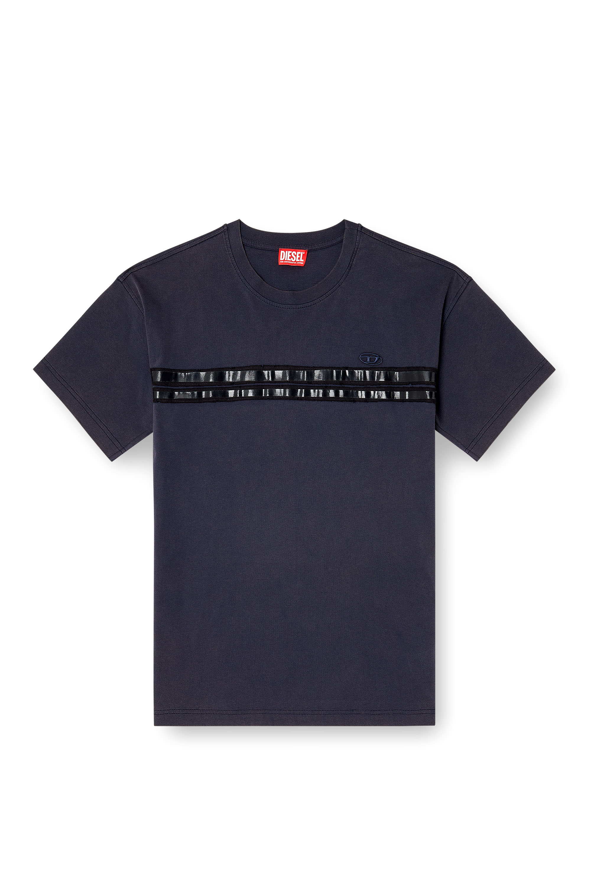 Diesel - T-REDDY, T-shirt classica in cotone con bande in framis Uomo in Blu - 3
