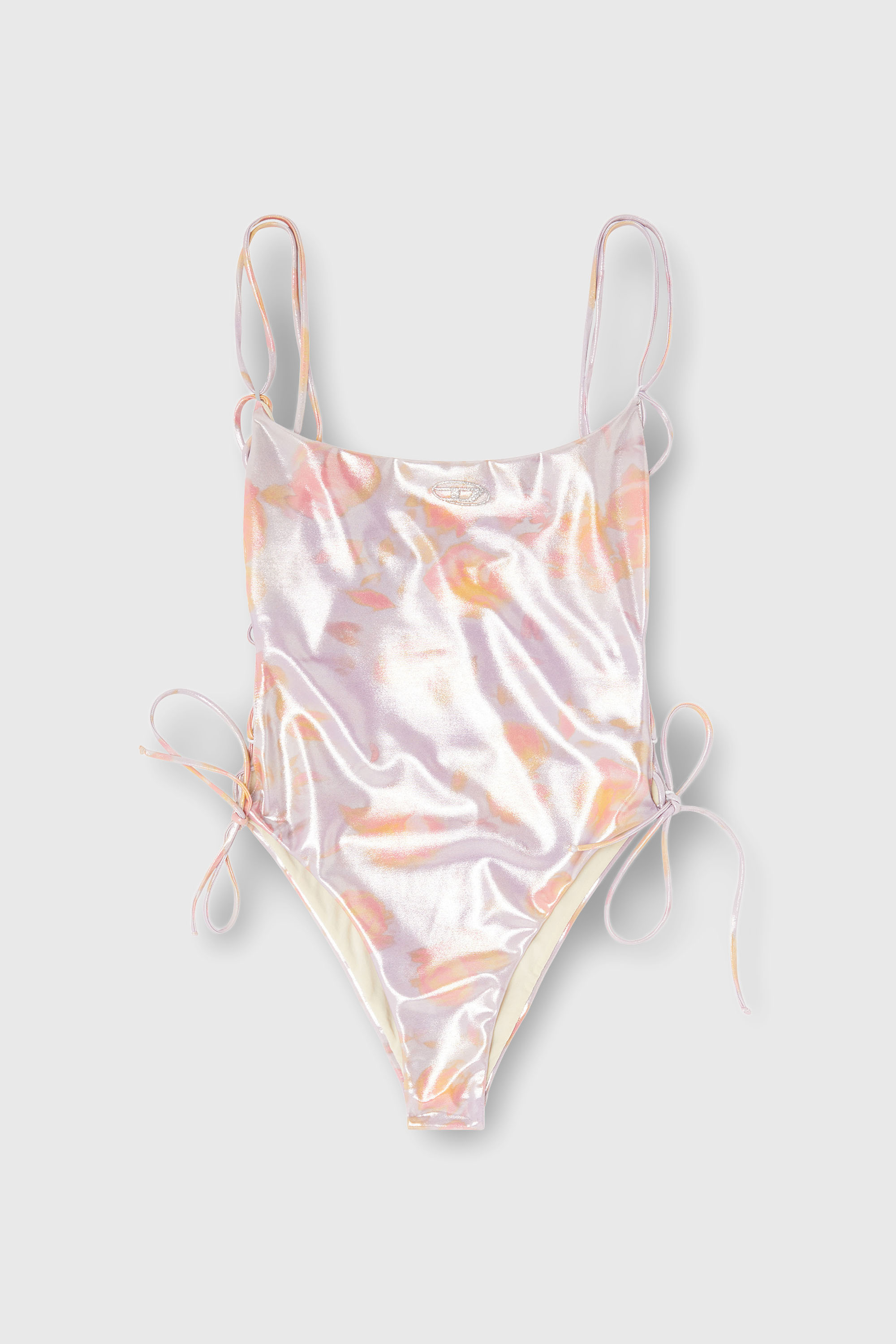Diesel - REGAN-UTLT, Costume intero con stampa floreale metallizzata e lacci Donna in Viola - 2