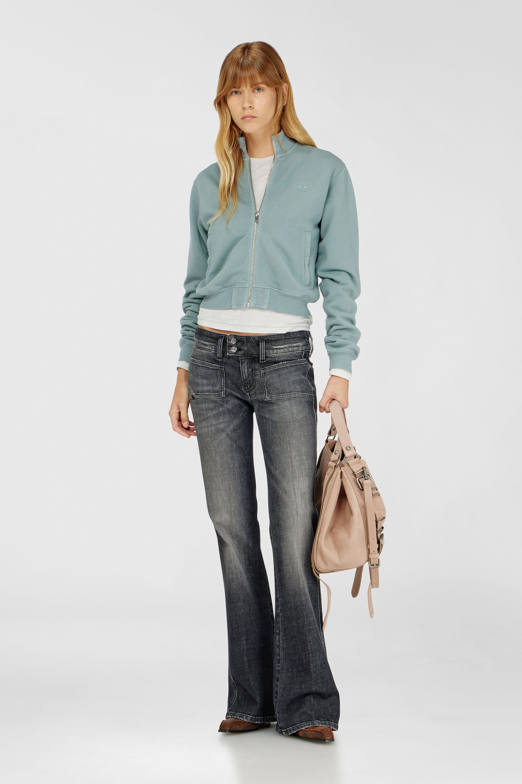 Diesel - Bootcut Jeans D-Hush 0CIAU Donna, Nero/Grigio scuro - Image 1
