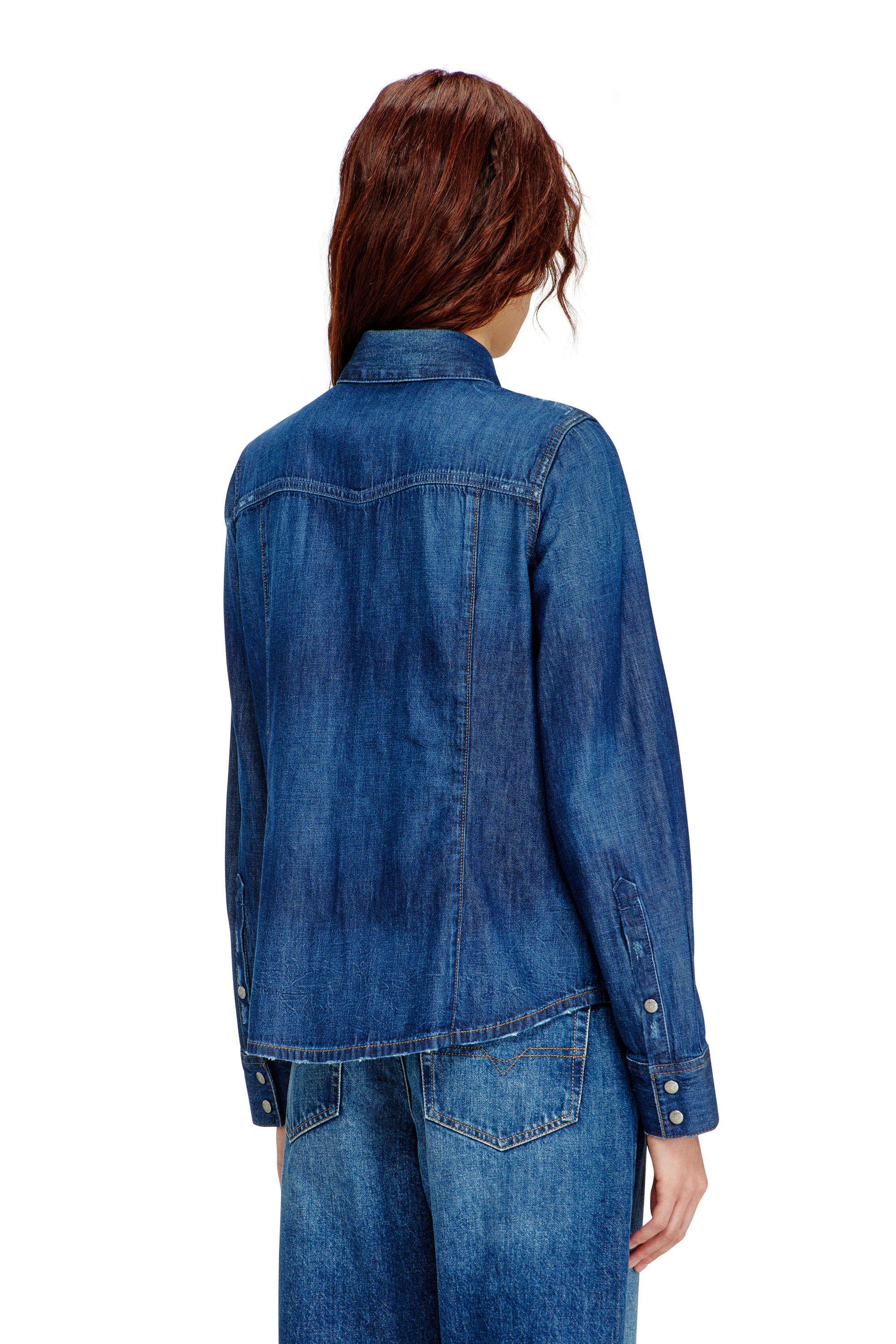 Diesel - DE-WAVES, Camicia western in denim a lavaggio pulito Donna in Blu - 4