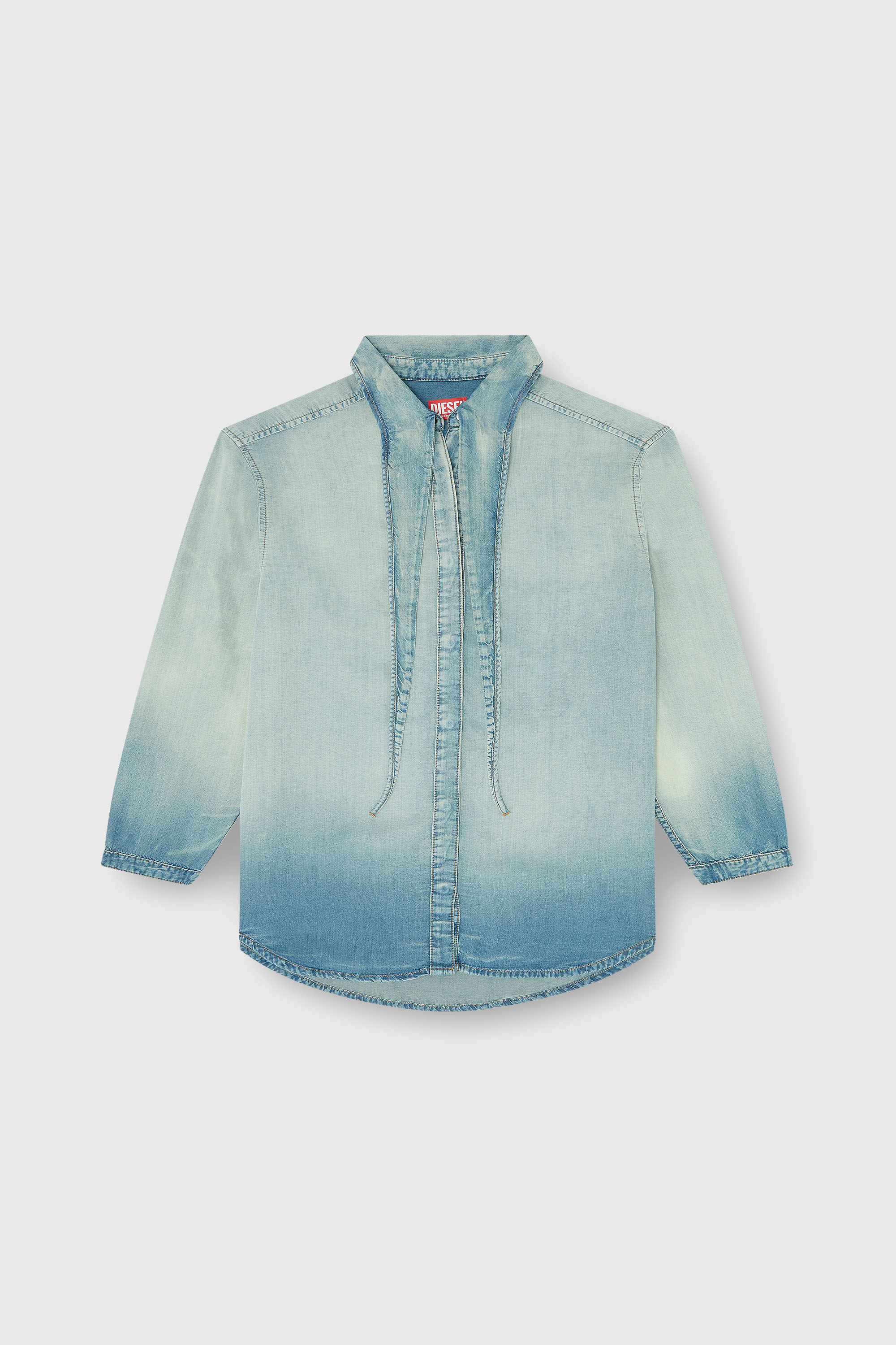 Diesel - DE-ARVEN-S1, Woman's Shirt in marbled fluid denim in Light Blue - 2