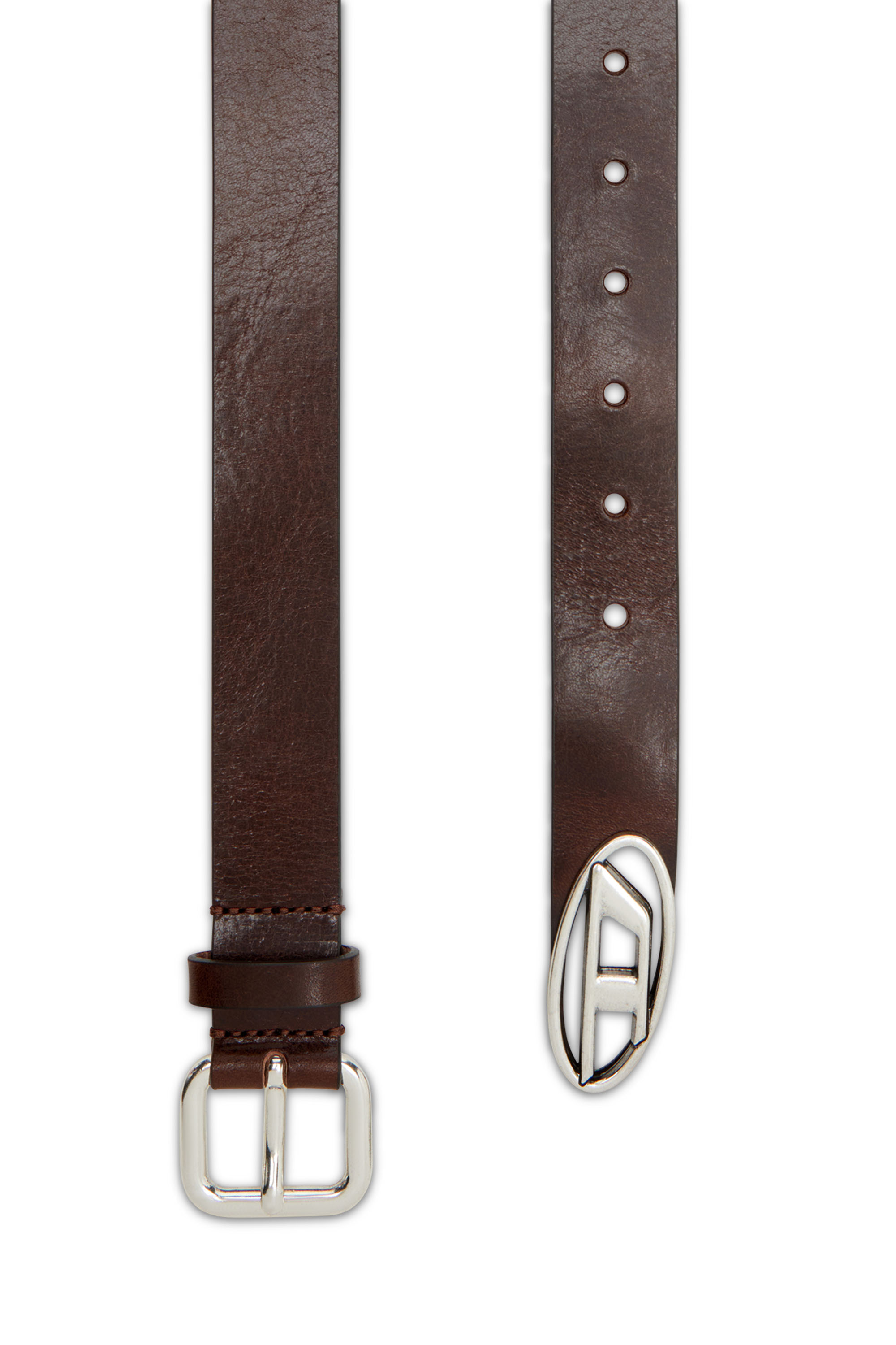 Diesel - B-INLAY, Cintura in pelle con logo oval D Unisex in Marrone - 2