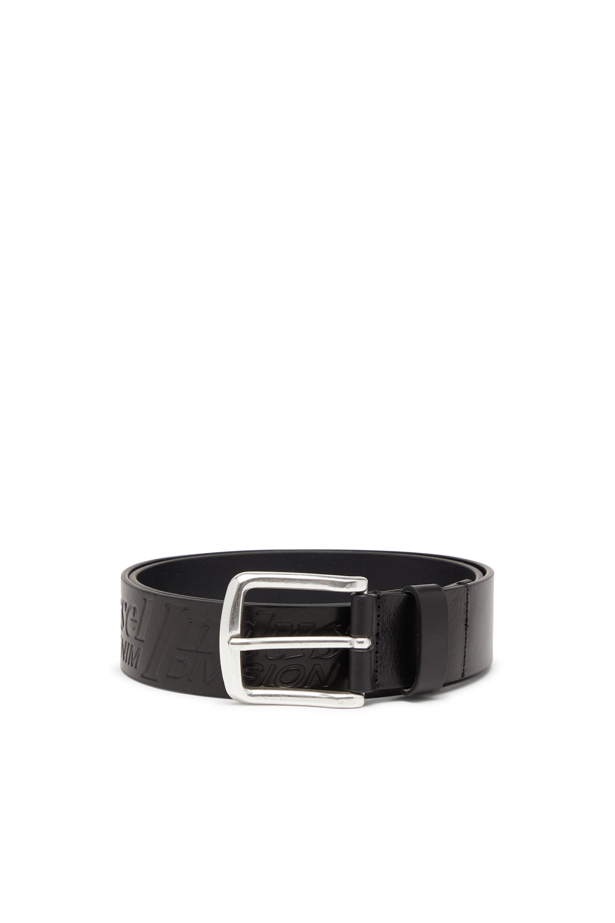 Diesel - B-FLAG-D EMBOSSED, Cintura in pelle da 4 cm con logo inciso Uomo in Nero - 1