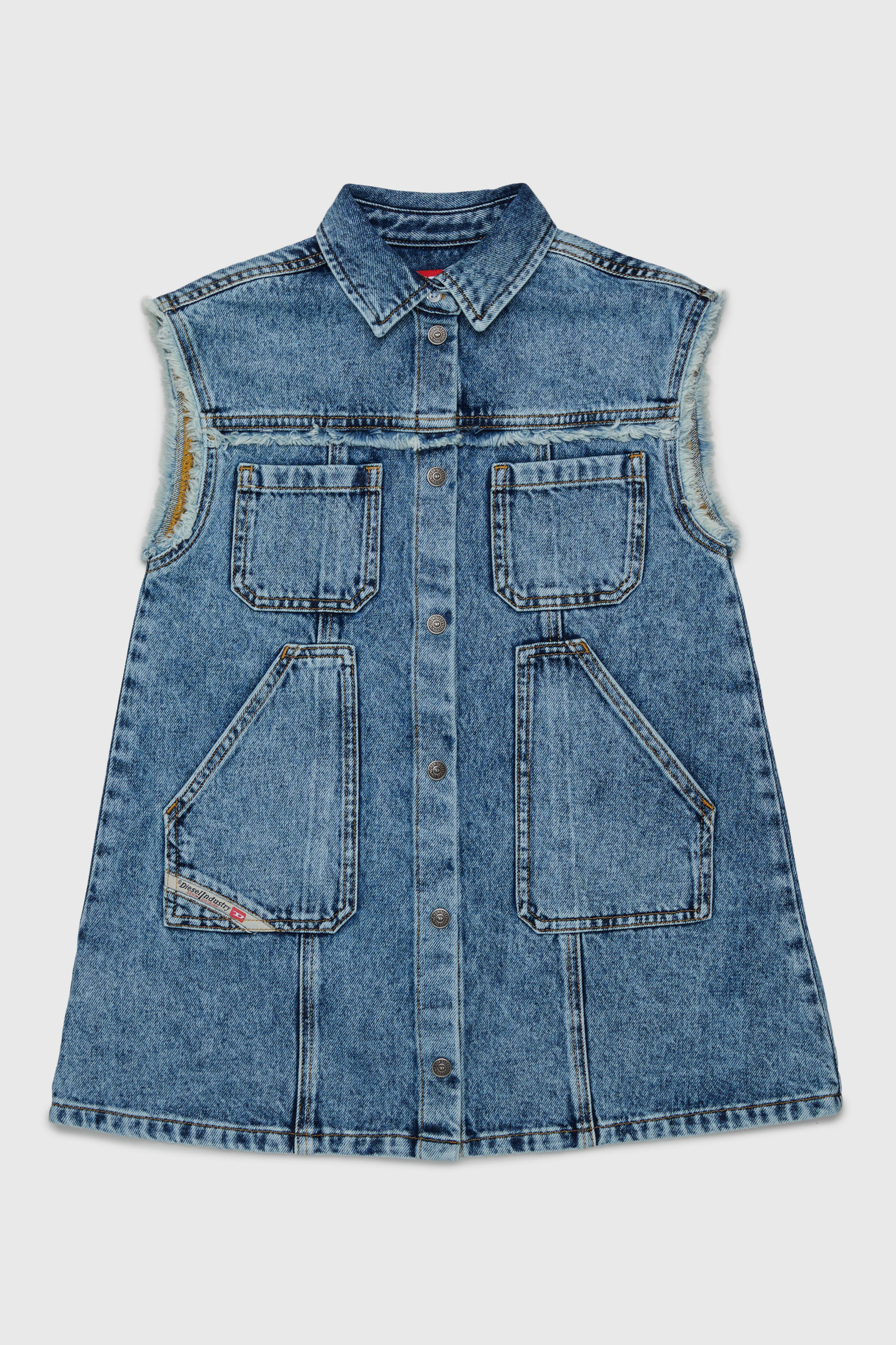Diesel - DELKA, Abito senza maniche in denim effetto marmorizzato Donna in Blu - 1