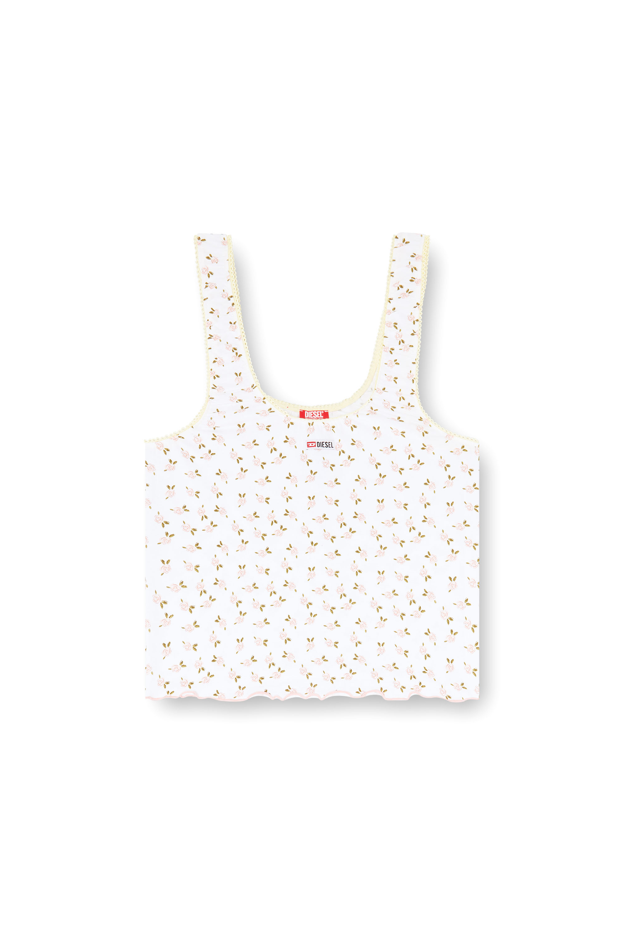 Diesel - GEORGIE-D-CORE, Canotta in cotone stretch con stampa floreale Donna in Bianco - 2