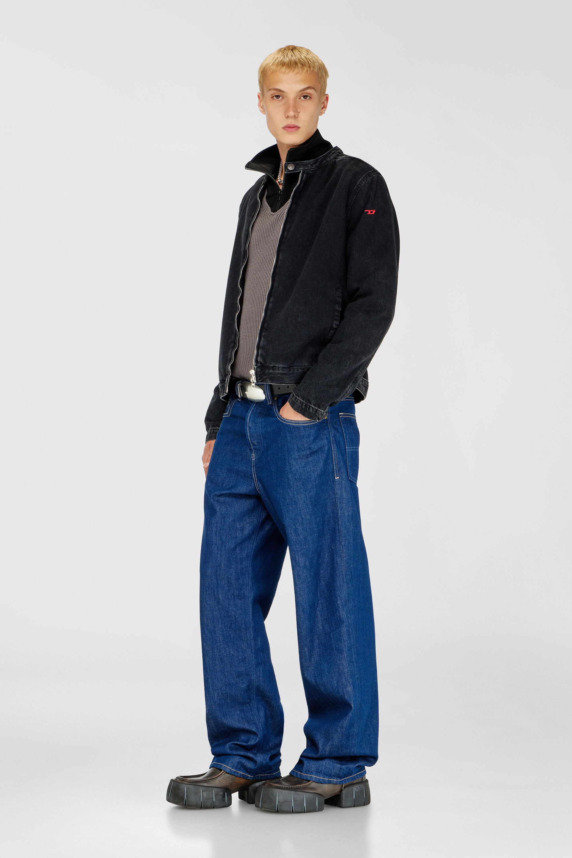 Diesel - D-GLORY, Giacca da motociclista in denim lavaggio clean Uomo in Nero - 2