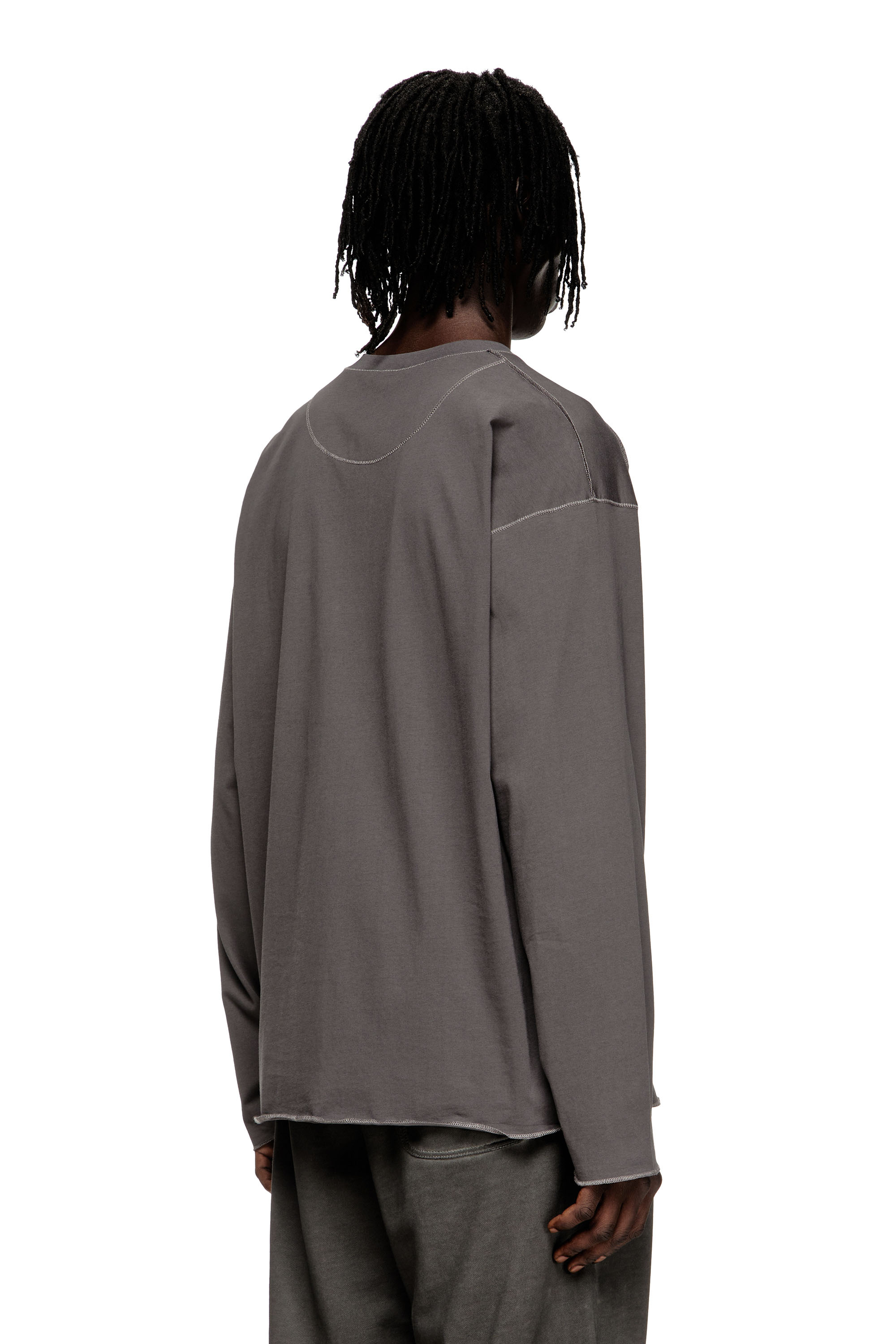 Diesel - T-CRAHOR-BOXT-LS-T1, T-shirt in cotone a maniche lunghe Uomo in Grigio - 4