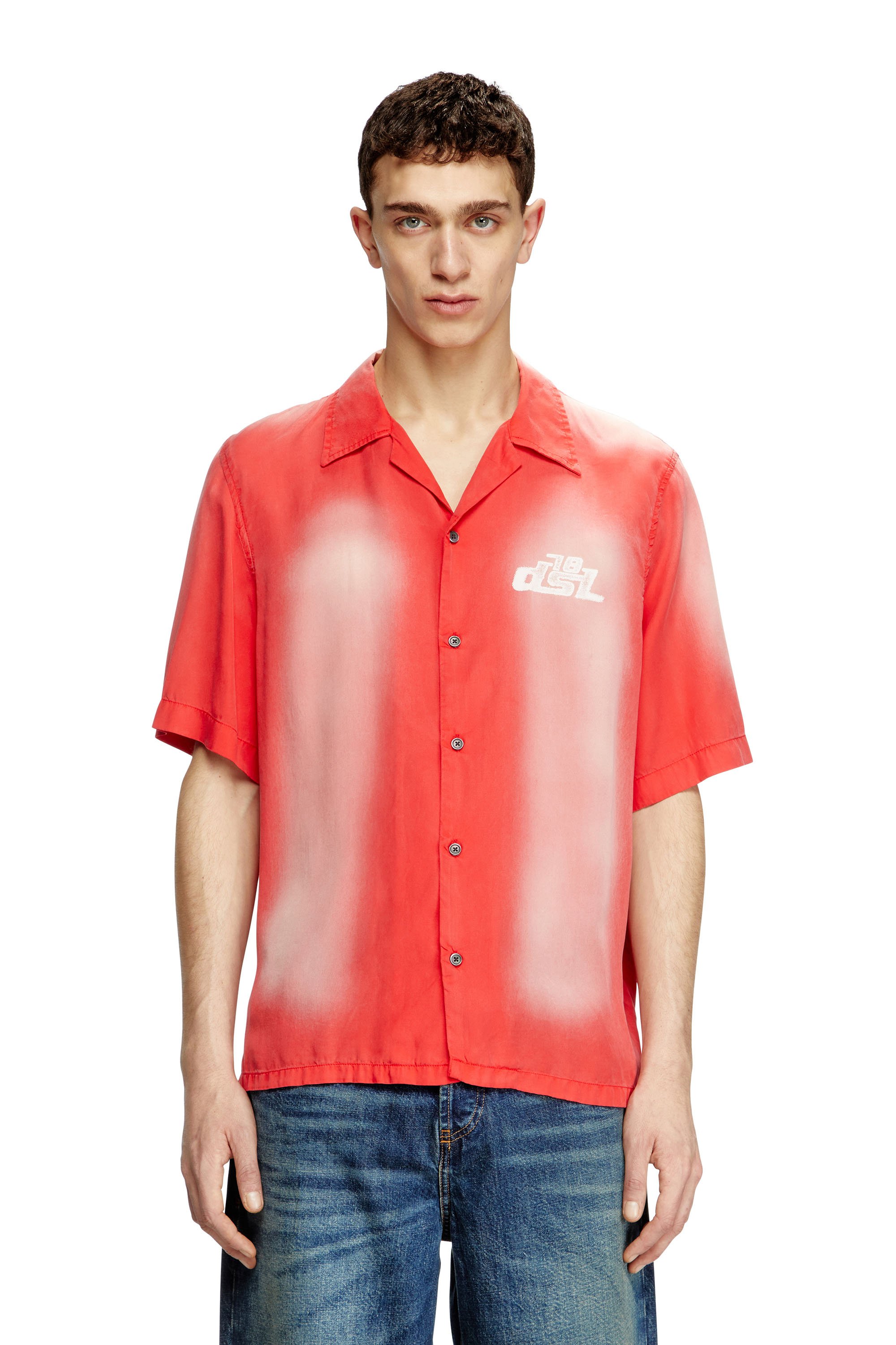 Diesel - S-ELLY, Camicia bowling sfumata con stampe logo Uomo in ToBeDefined - 1