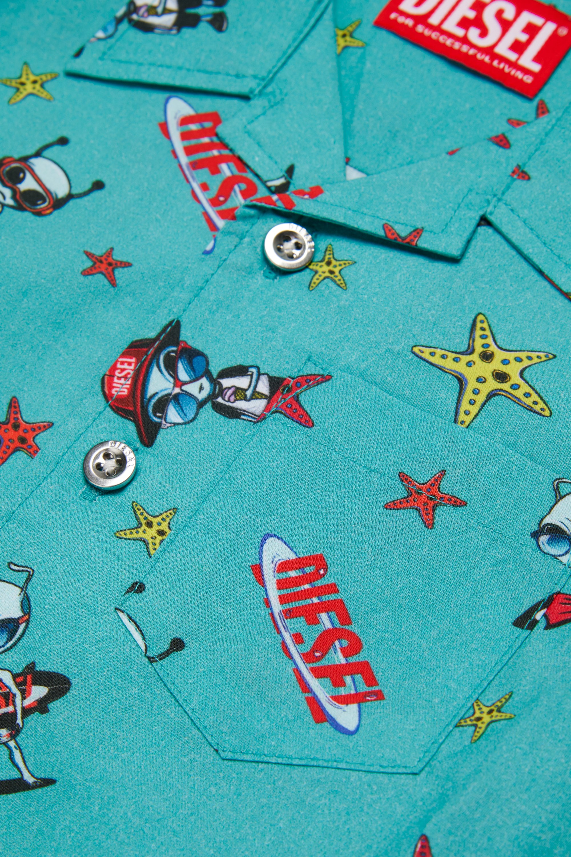 Diesel - MCALYB, Camicia di cotone con stampe all over Uomo in Verde - 4