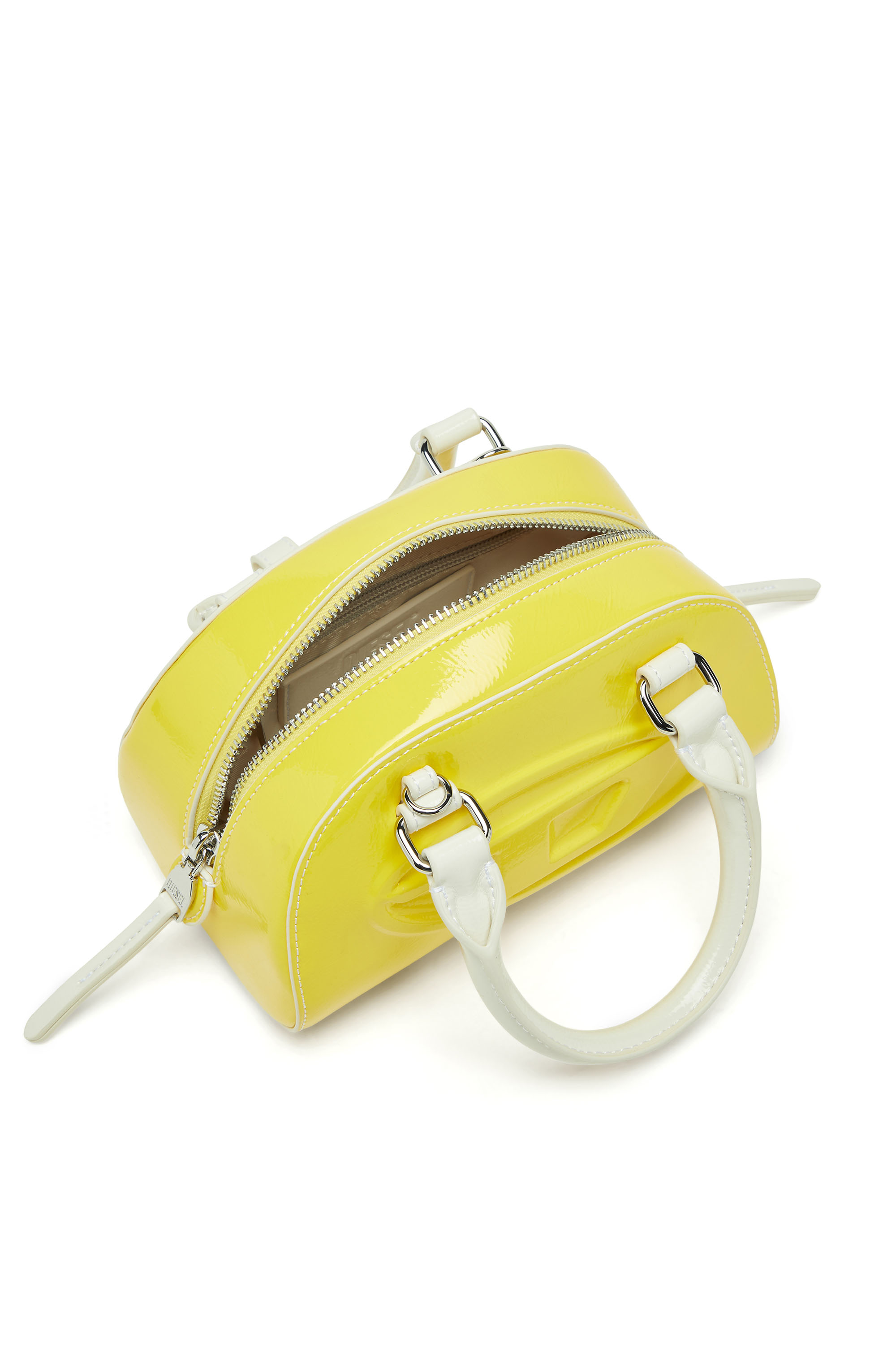 Diesel - 1DR DOME CROSSBODY, 1DR Dome-Mini borsa bowling effetto naplak Donna in Giallo - 3