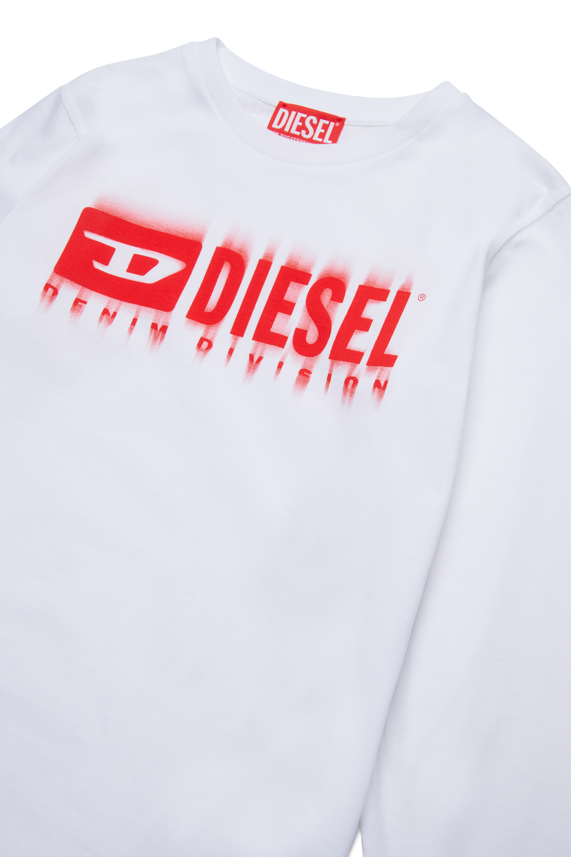 Diesel - TDIEGORL6LS, Man's Long sleeved T-shirt with smudged logo in White - 3