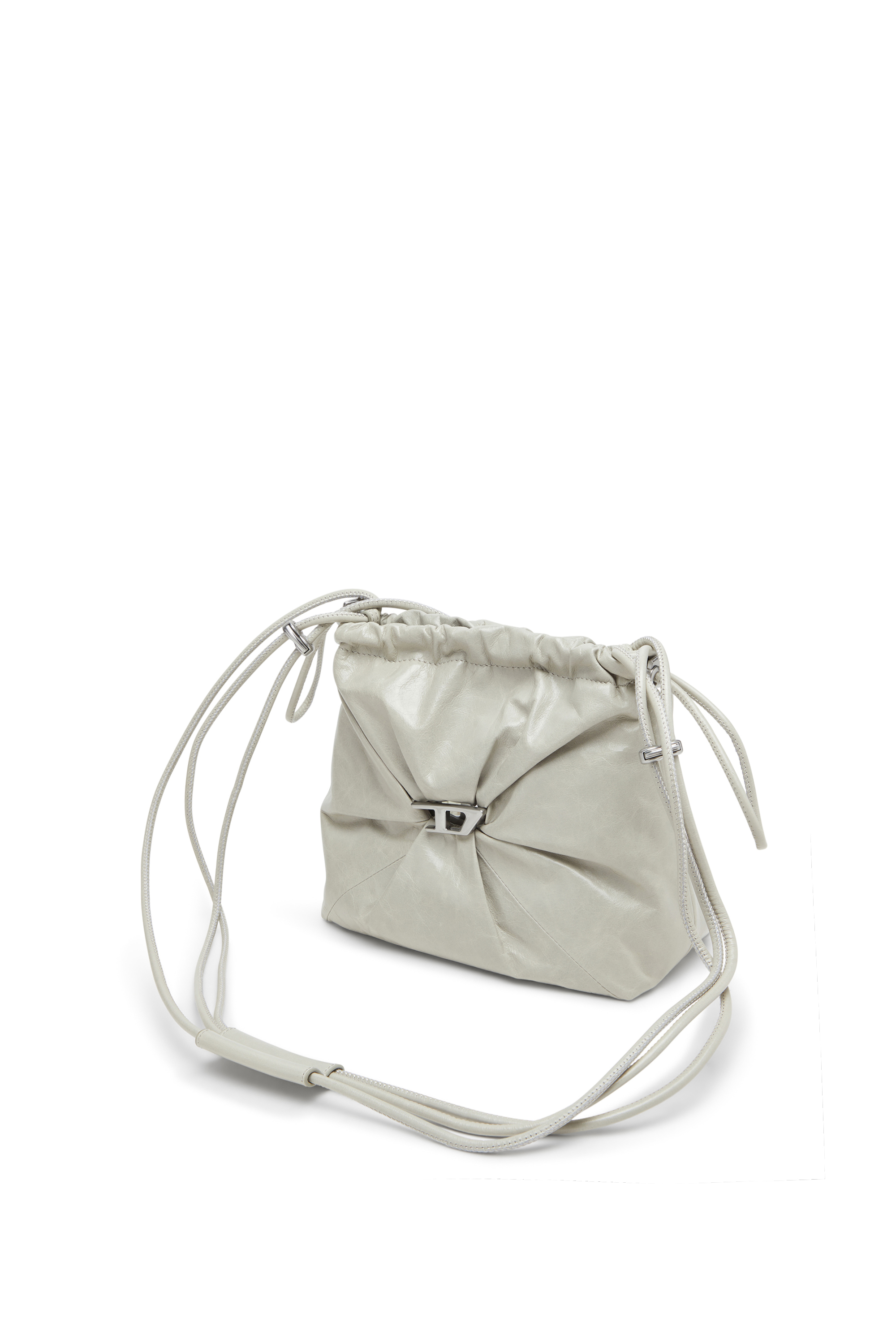 Diesel - SCRUNCH-D BUCKET, Scrunch-D-Borsa bucket in pelle lucida stropicciata Donna in Bianco - 1