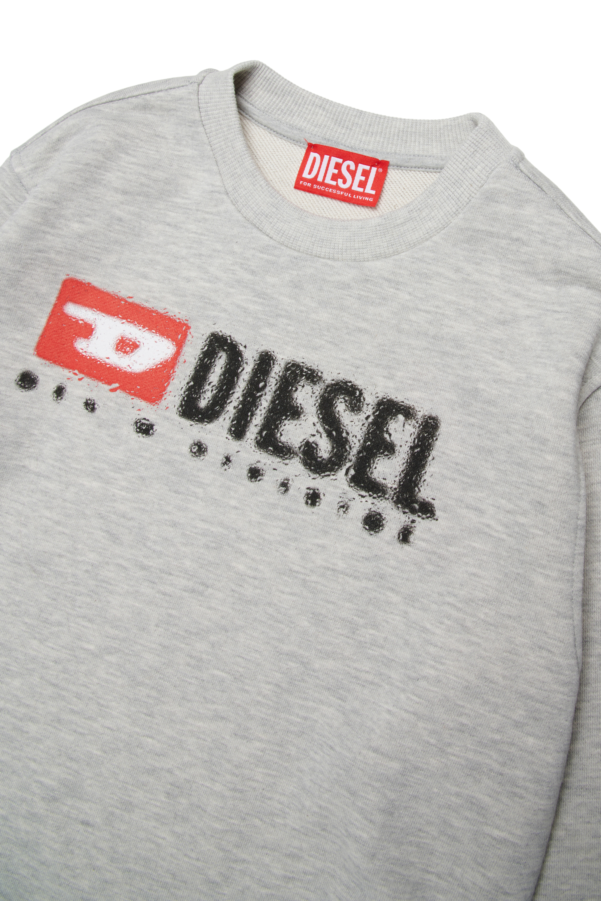 Diesel - SDROPS OVER, Felpa in cotone con logo Uomo in Grigio - 3