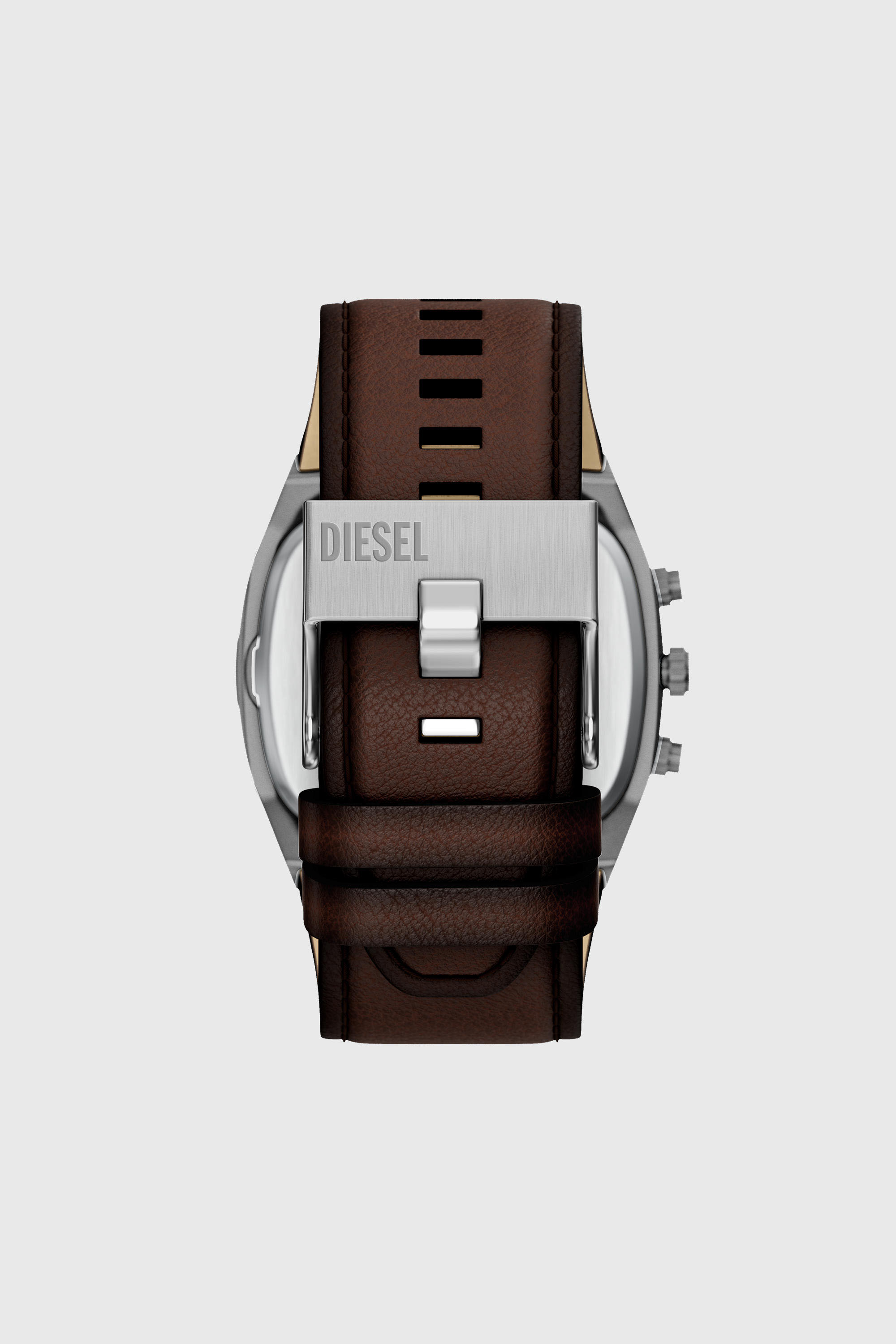 Diesel - DZ4737 WATCH, Orologio Spiked Cushion con cinturino in pelle marrone Uomo in Marrone - 3