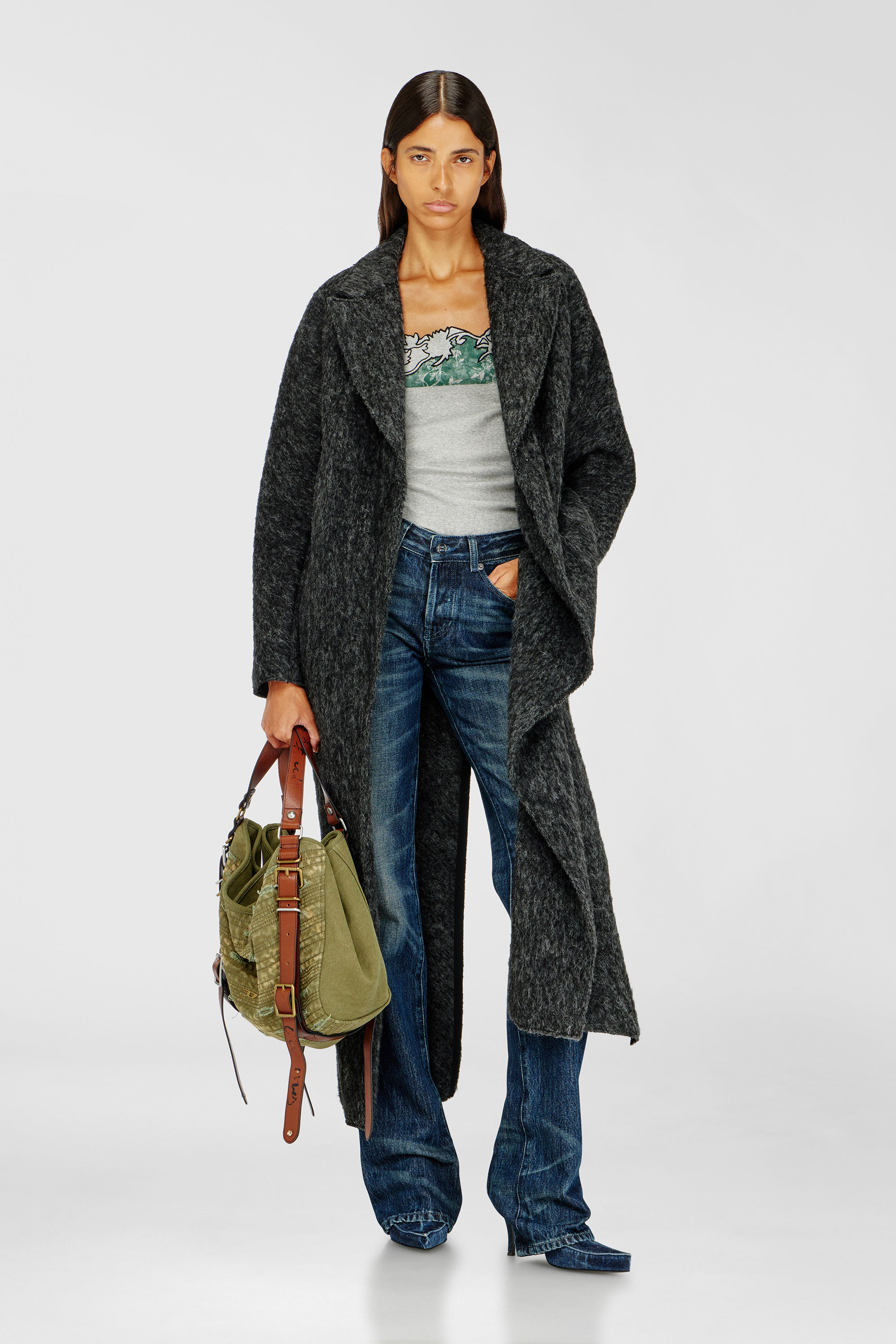 Diesel - W-SAYTA, Cappotto lungo in misto lana e alpaca Donna in Grigio - 3
